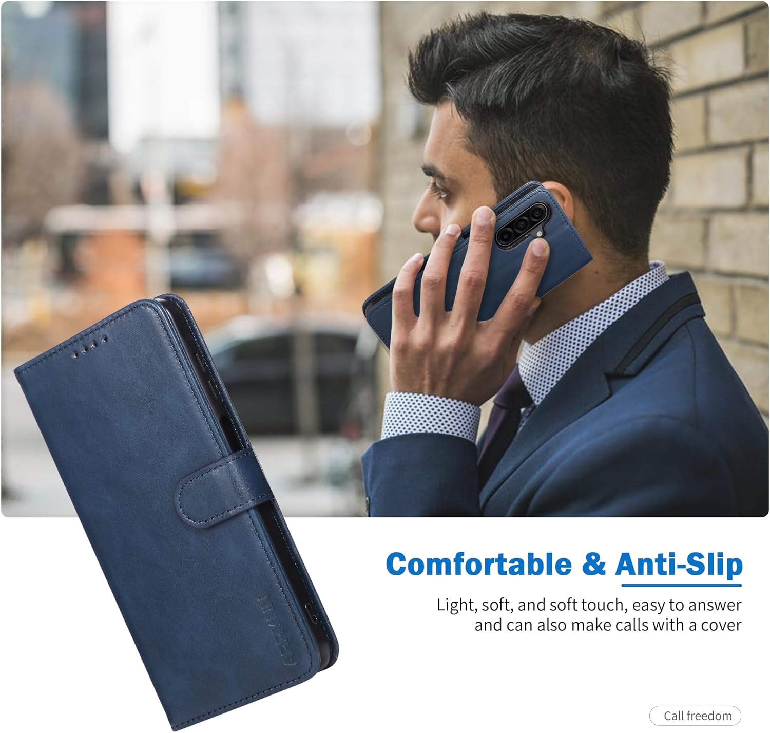 Thumbnail 6 de ARRYNN Handyhülle für Samsung Galaxy A17 5G/4G (6,7 Zoll) mit Schutzfolie – Flip Wallet in Blau