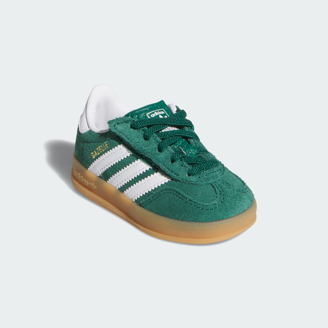Detalle 2 de Gazelle Indoor de Adidas: zapatilla de cierre cómodo con cordones elásticos (Verde)
