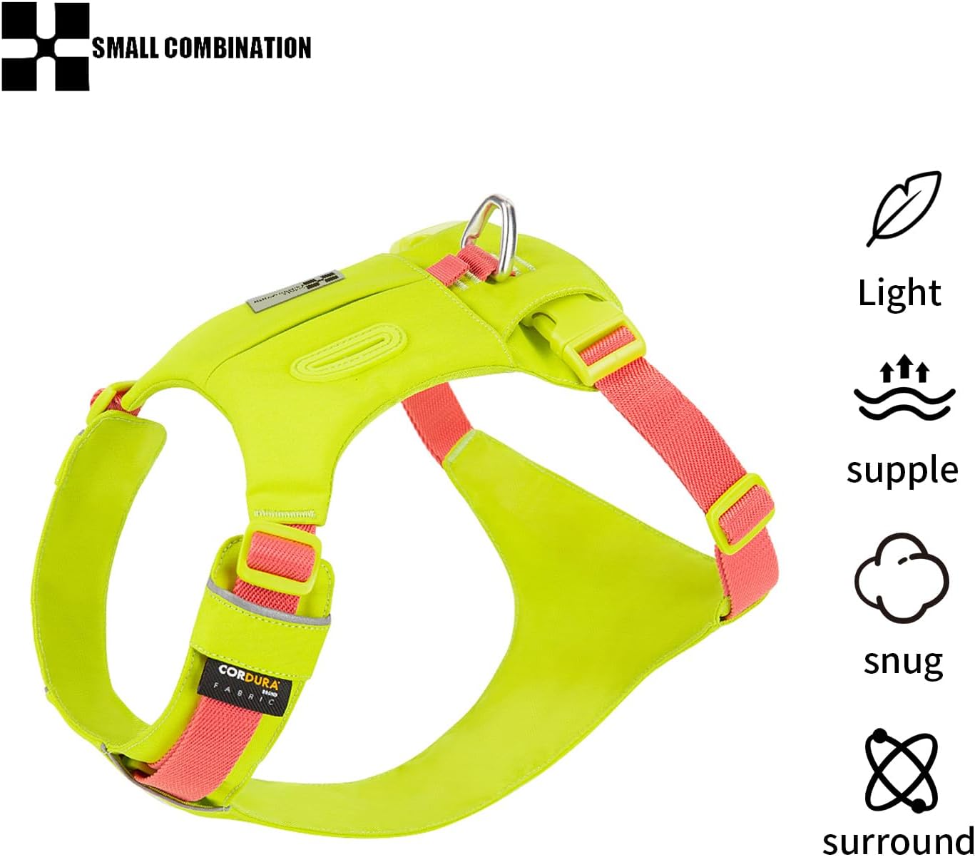 Detalle de Small Combination Dog Harness with Pocket - Adjustable, Turquoise (Lemon Yellow) – S