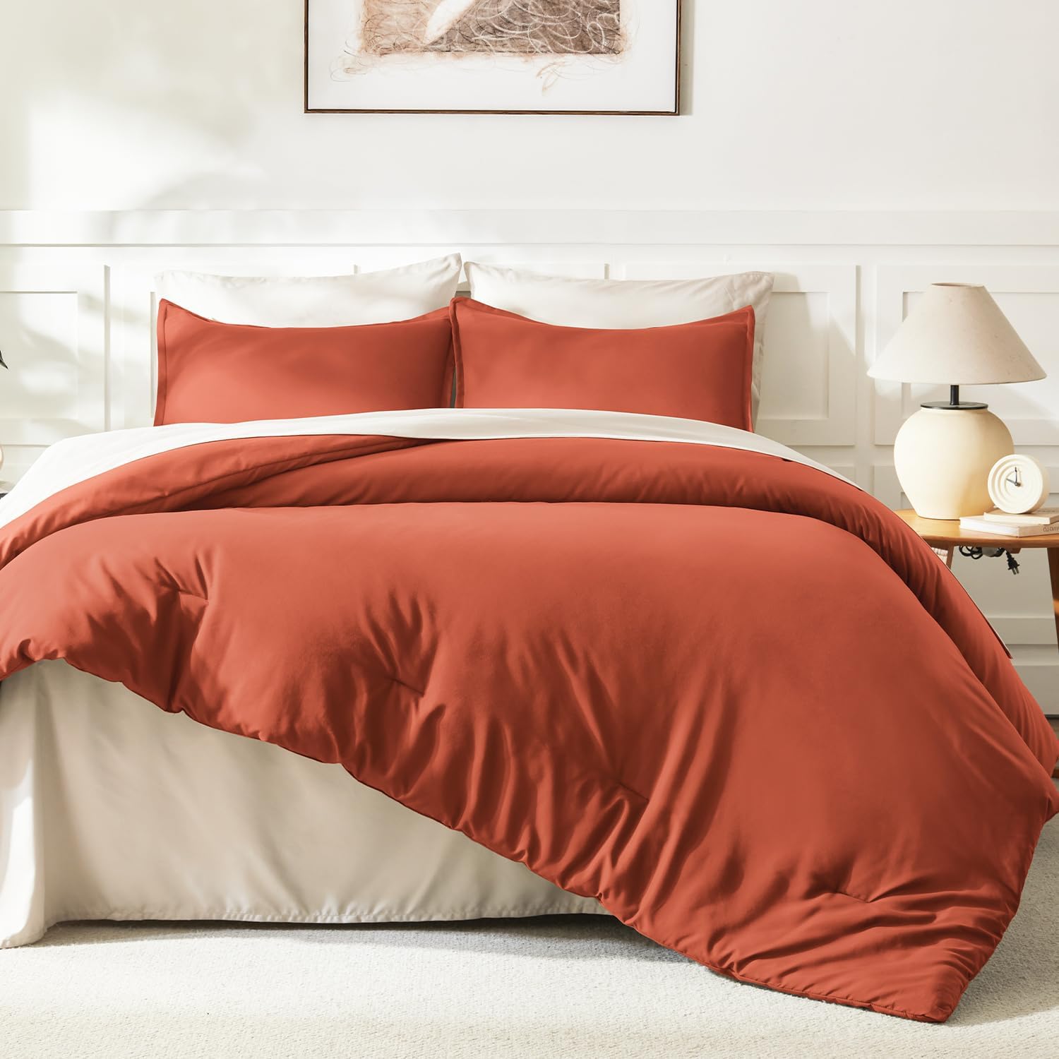 Thumbnail 5 de Litanika Comforter King Size Bed Set Burnt Orange – 3 Pieces