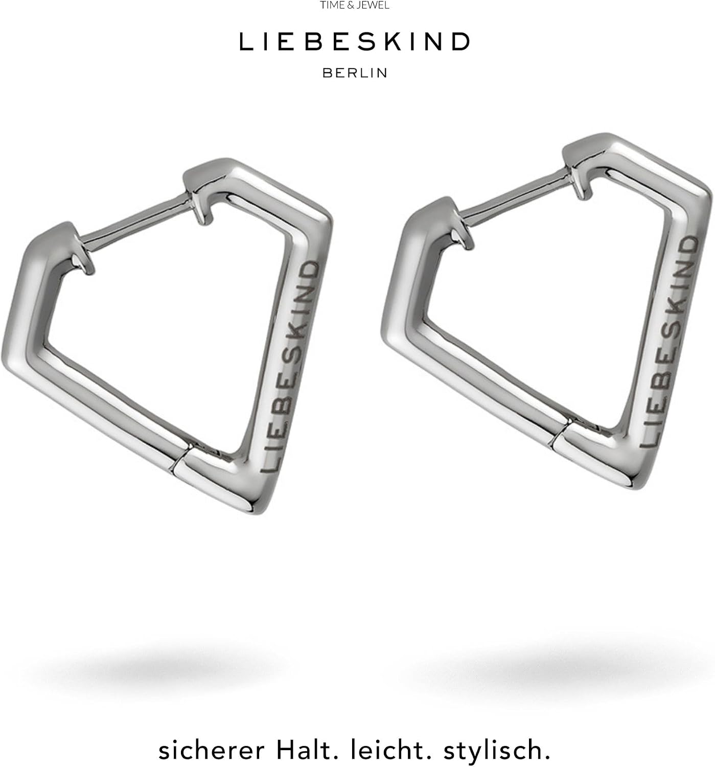 Detalle de LIEBESKIND BERLIN Damen Ohrringe – Geometrisch & Dreieckig aus Edelstahl, Klapp-Ceole