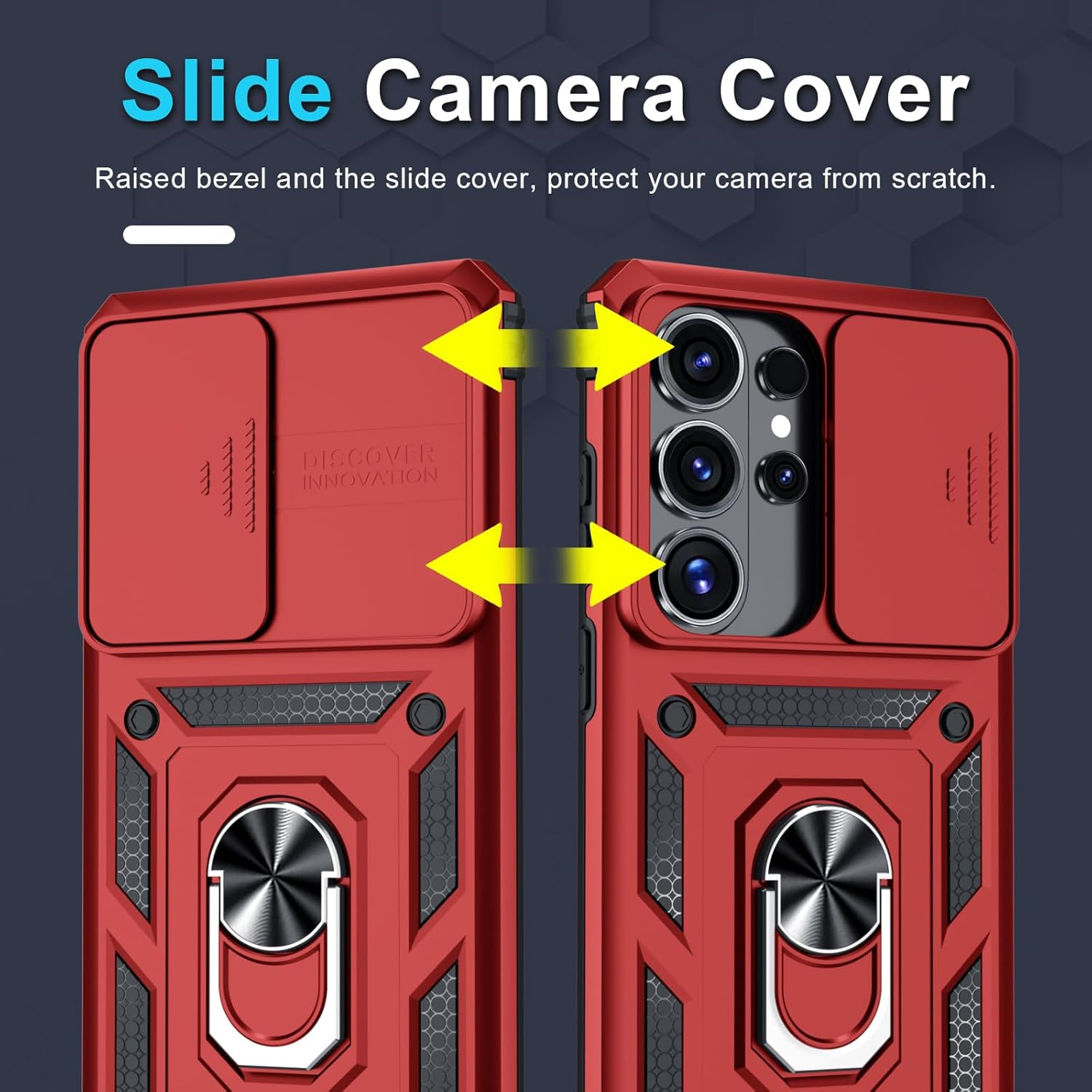 Thumbnail 2 de Janmitta Heavy-Duty Case for Samsung Galaxy S26 Ultra with Built-in Slide Camera Lens Cover, Screen Protector, and Kickstand – 2026 Red