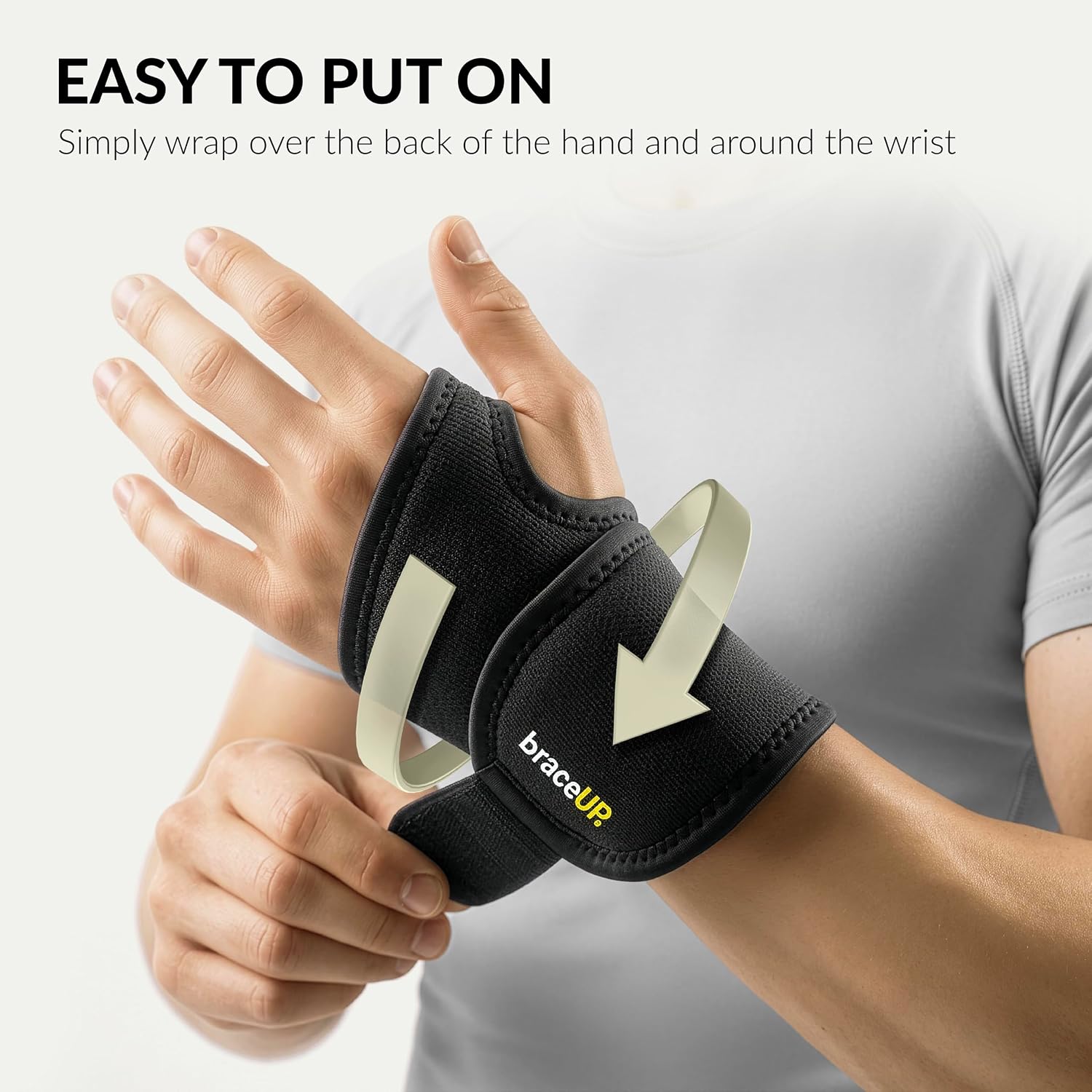 Detalle 1 de BraceUP B402012 Adjustable Wrist Wraps, 2-Pack, Black Neoprene