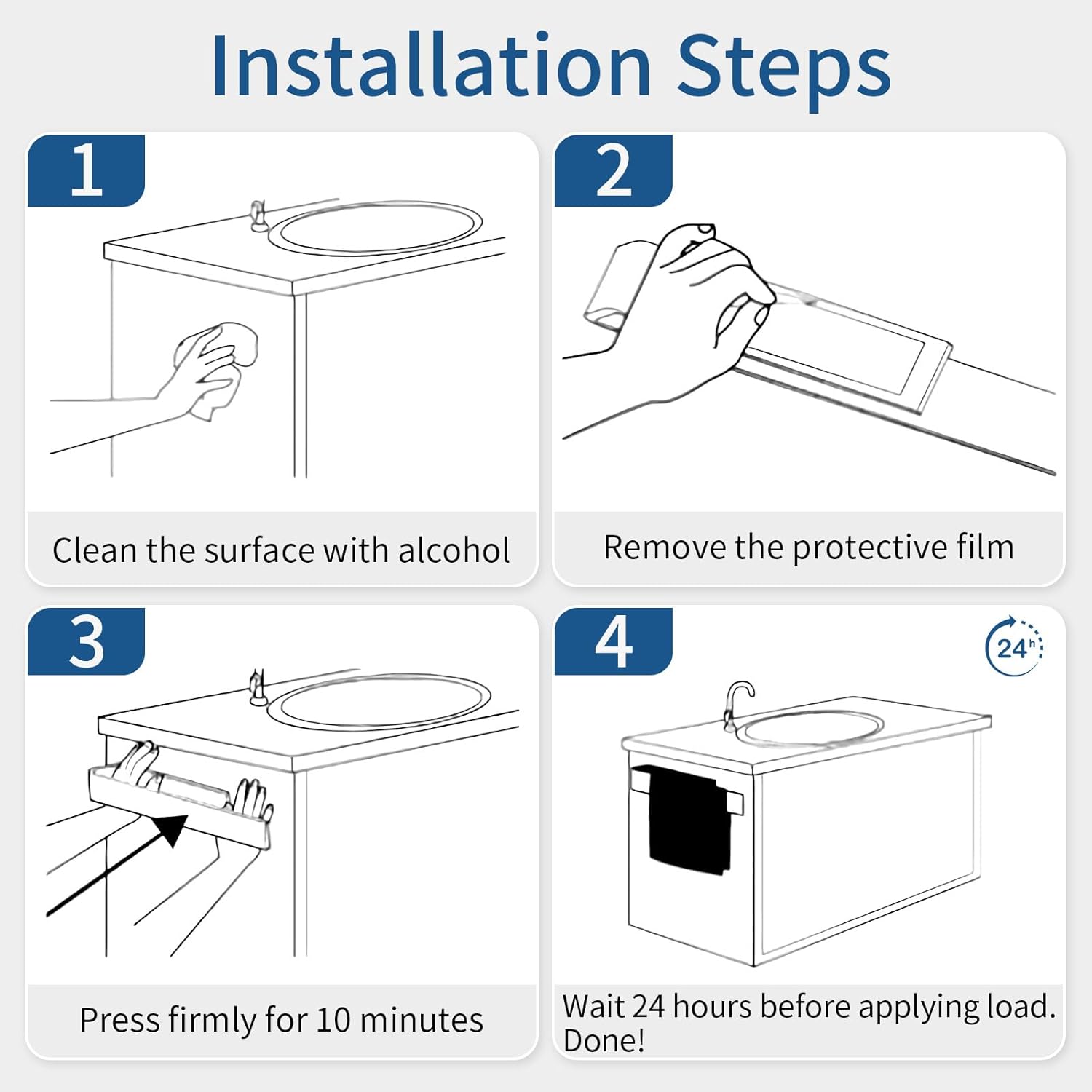 Thumbnail 5 de BETHOM 40 cm Handtuchstange selbstklebend (schwarz) – Handtuchhalter ohne Bohren für Bad & Küche