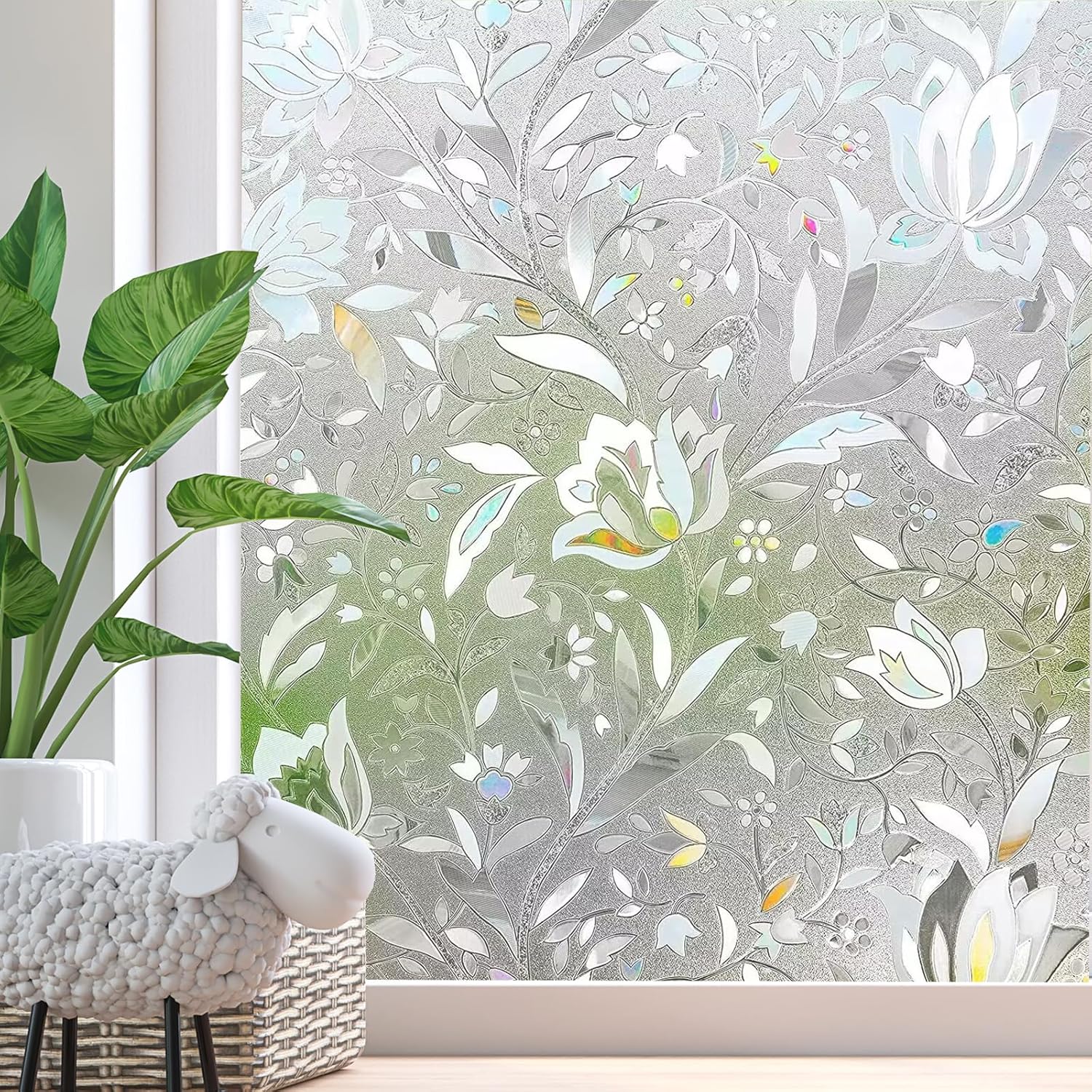 Zindoo Privacy Window Film Stain Glass – No-Glue Static Window Cling (60 x 200 cm)
