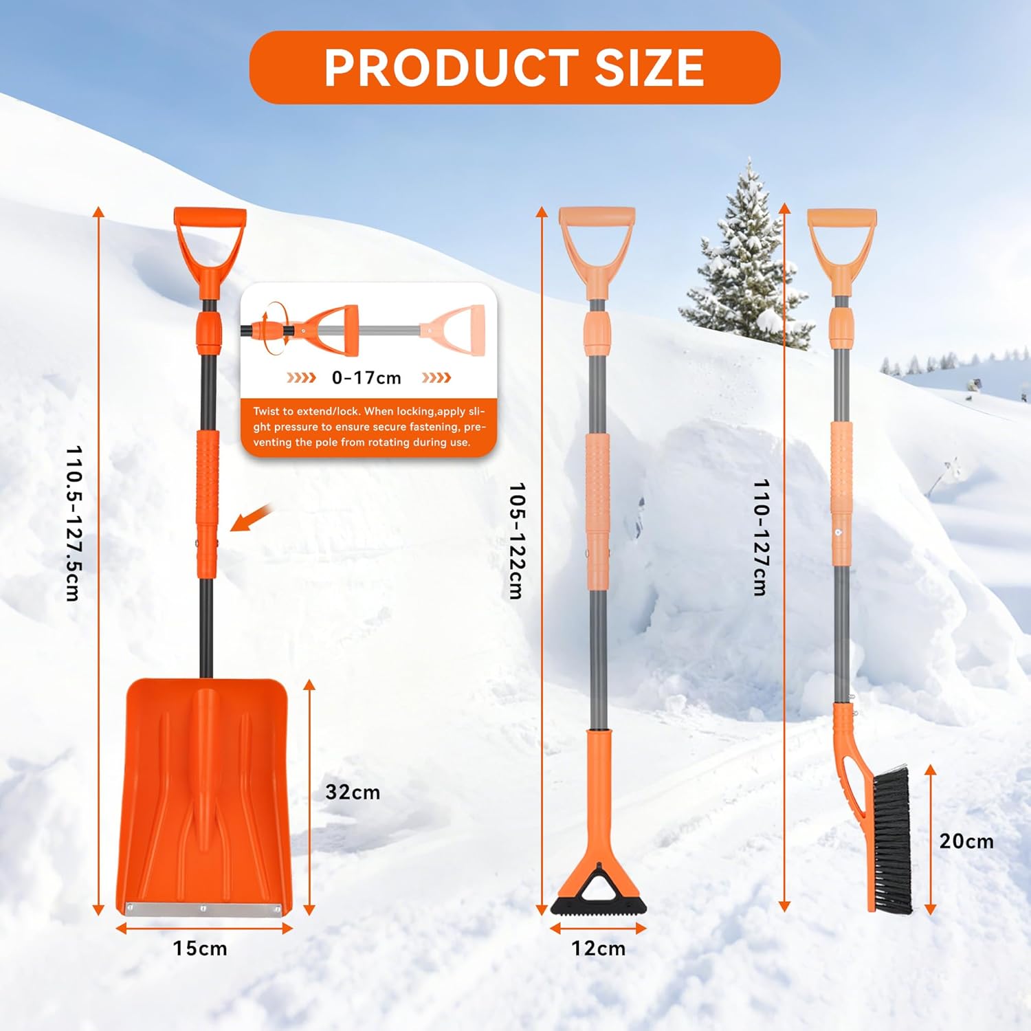 Thumbnail 2 de Poskena 3‑in‑1 Foldable Snow Shovel Kit 127cm
