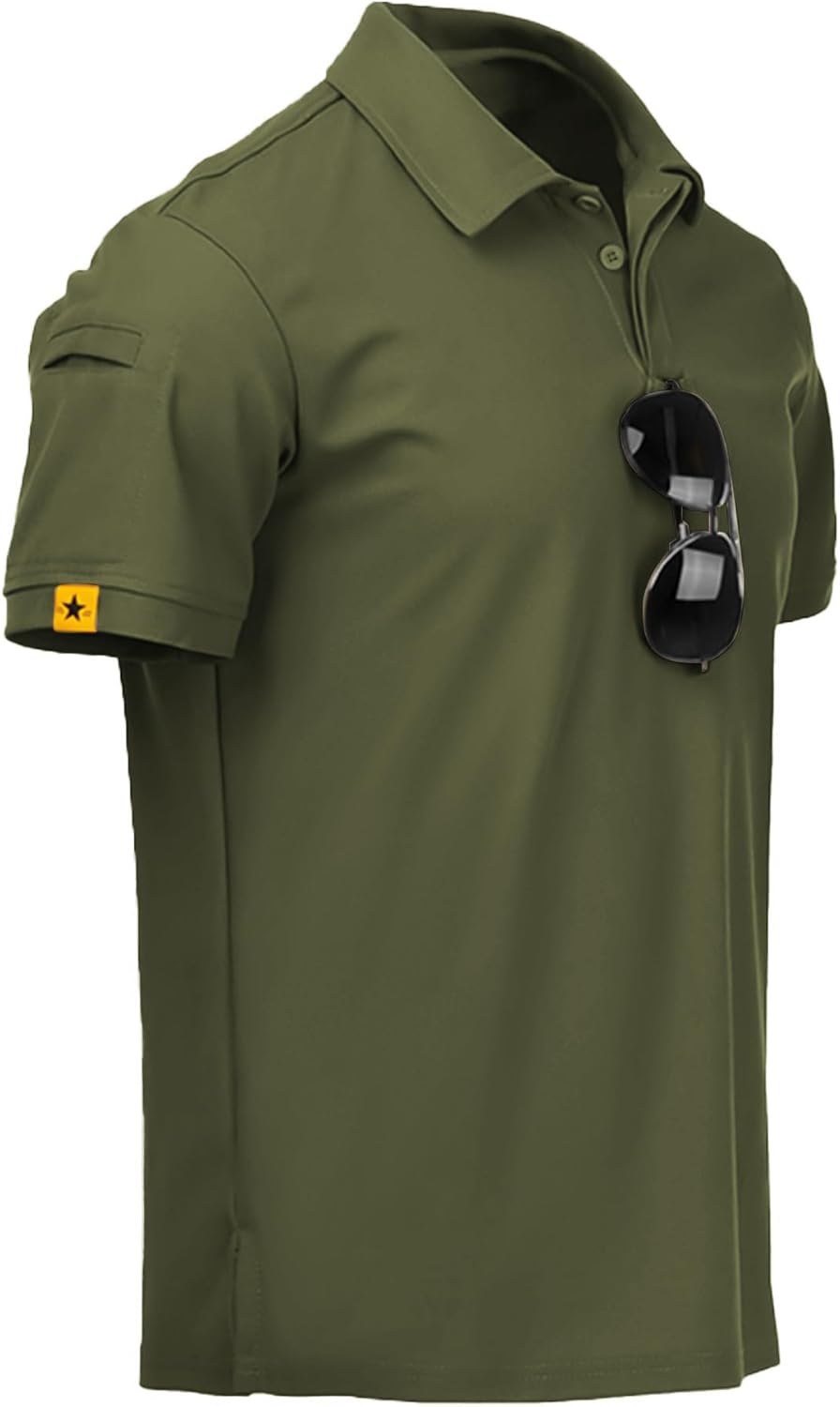 Detalle de ZITY Men’s Short-Sleeve Polo Shirt (Athletic, Moisture-Wicking, Tactical-Inspired) with Pocket