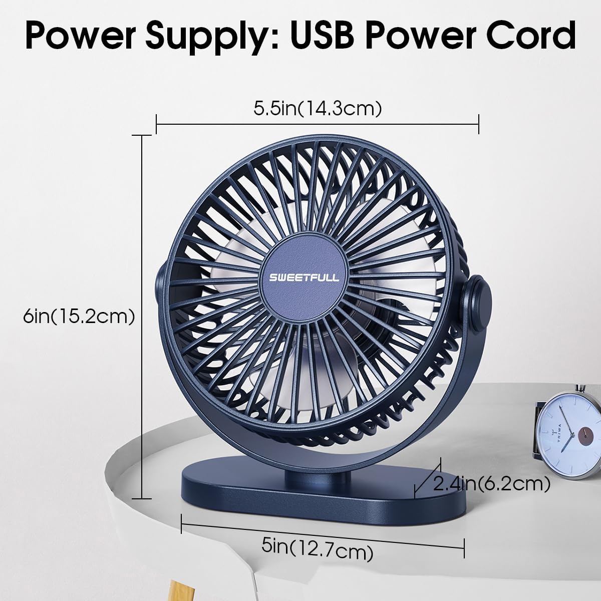 Thumbnail 2 de LULUWA Mini Ventilatore da Scrivania USB: compatto, silenzioso e regolabile