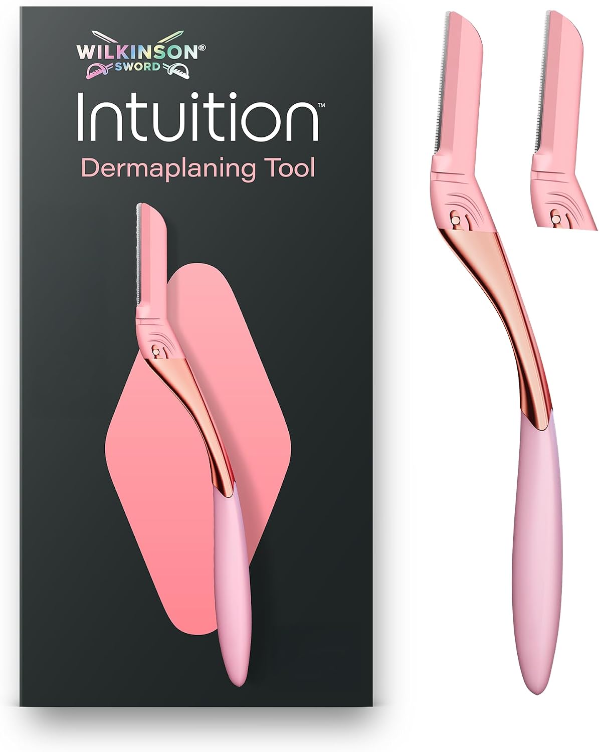 Detalle de Wilkinson Sword Intuition Dermaplaning Tool for Women – Professional Dermaplane Razor, Handle with 2 Blade Refills
