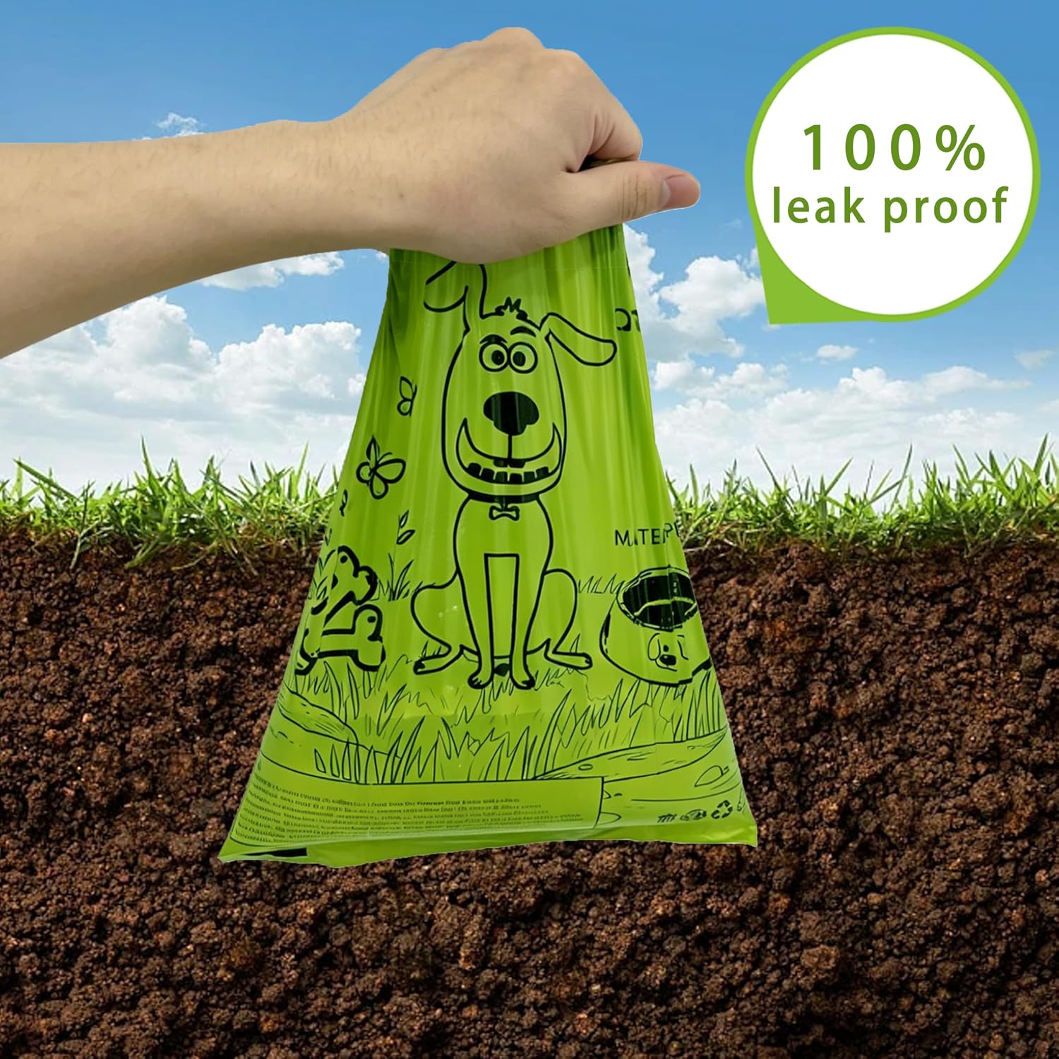 Detalle 1 de AiTodos® 300 Dog Poo Bags, Green PE Refill Rolls, Unscented