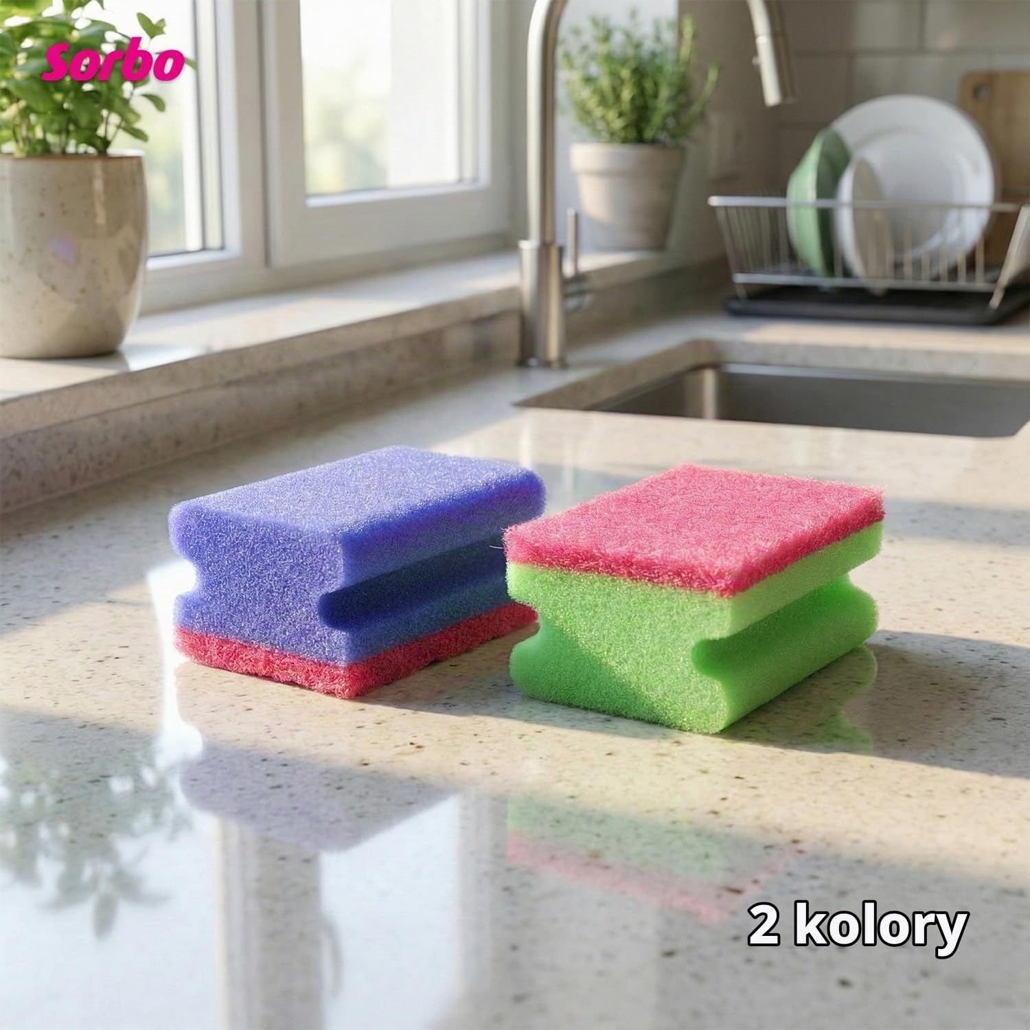 Detalle de Sorbo 94169 – gąbki do szorowania z PU, chłonne, 6 sztuk w różnych kolorach