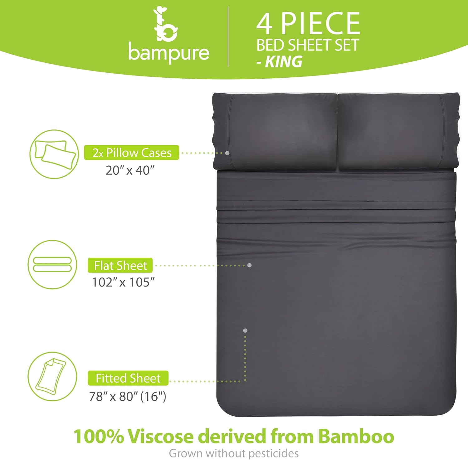 Detalle de BAMPURE Bamboo Sheets, King