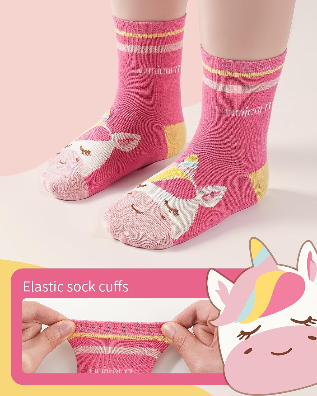 Detalle de Kyopp Chaussettes rigolotes Enfants – 10 paires, coton et animaux, unisexe 21-37