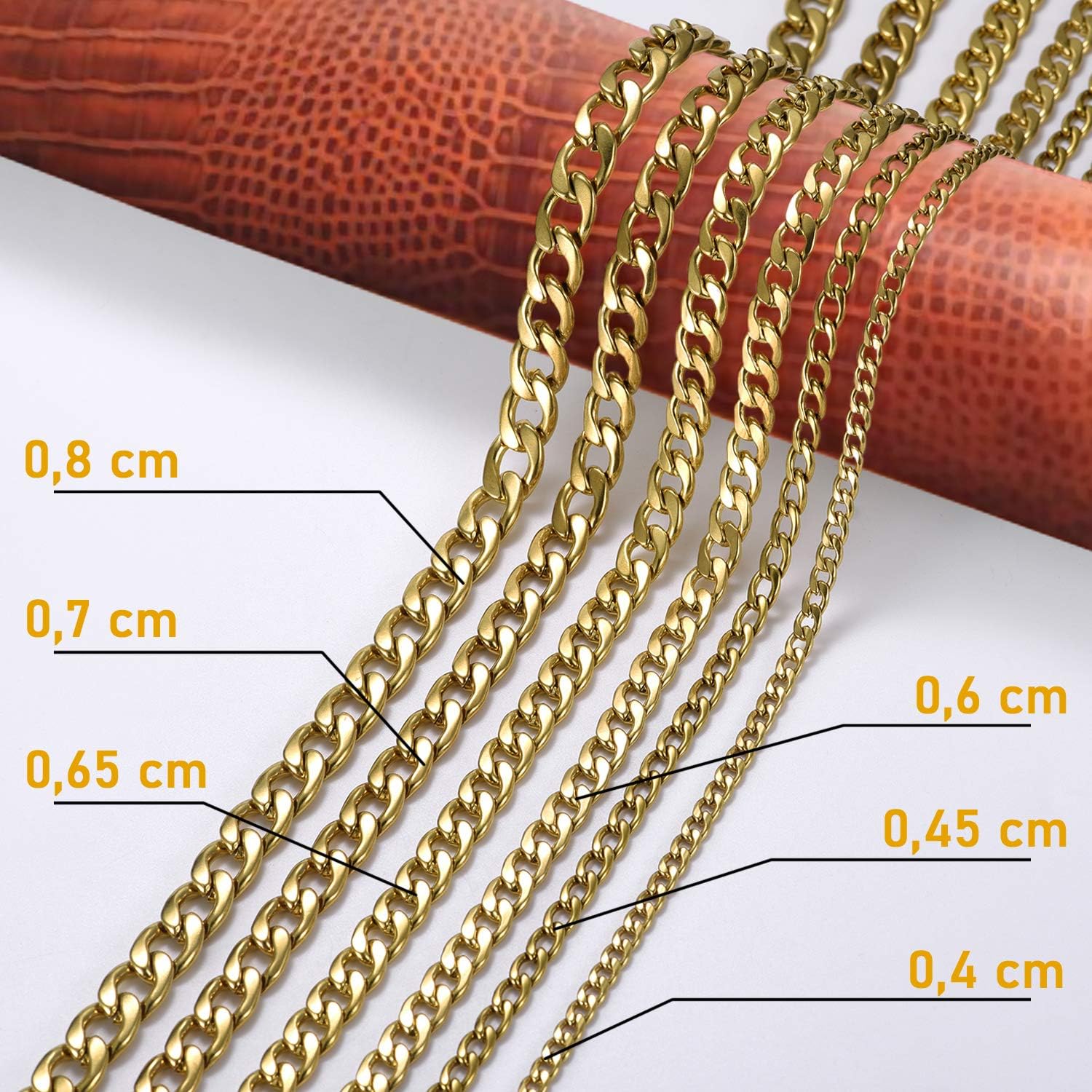 Detalle de DonDon Collana Uomo Acciaio Inox 316L oro 50 cm