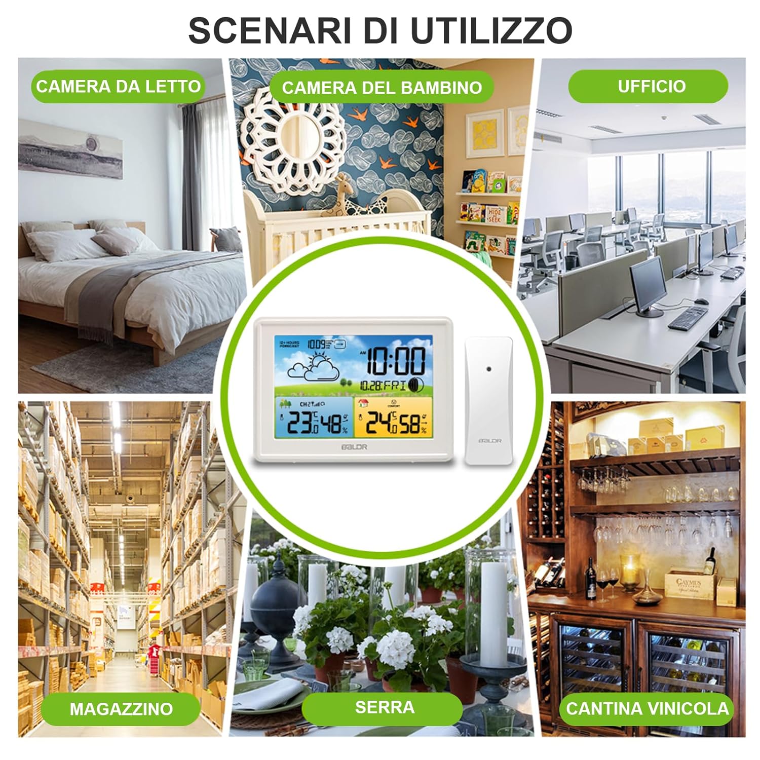 Detalle 2 de LEVIPE Stazione Meteo con Sensore Esterno: Display a Colori, Barometro e Oradio - Perfetta per Casa, Ufficio e Giardino