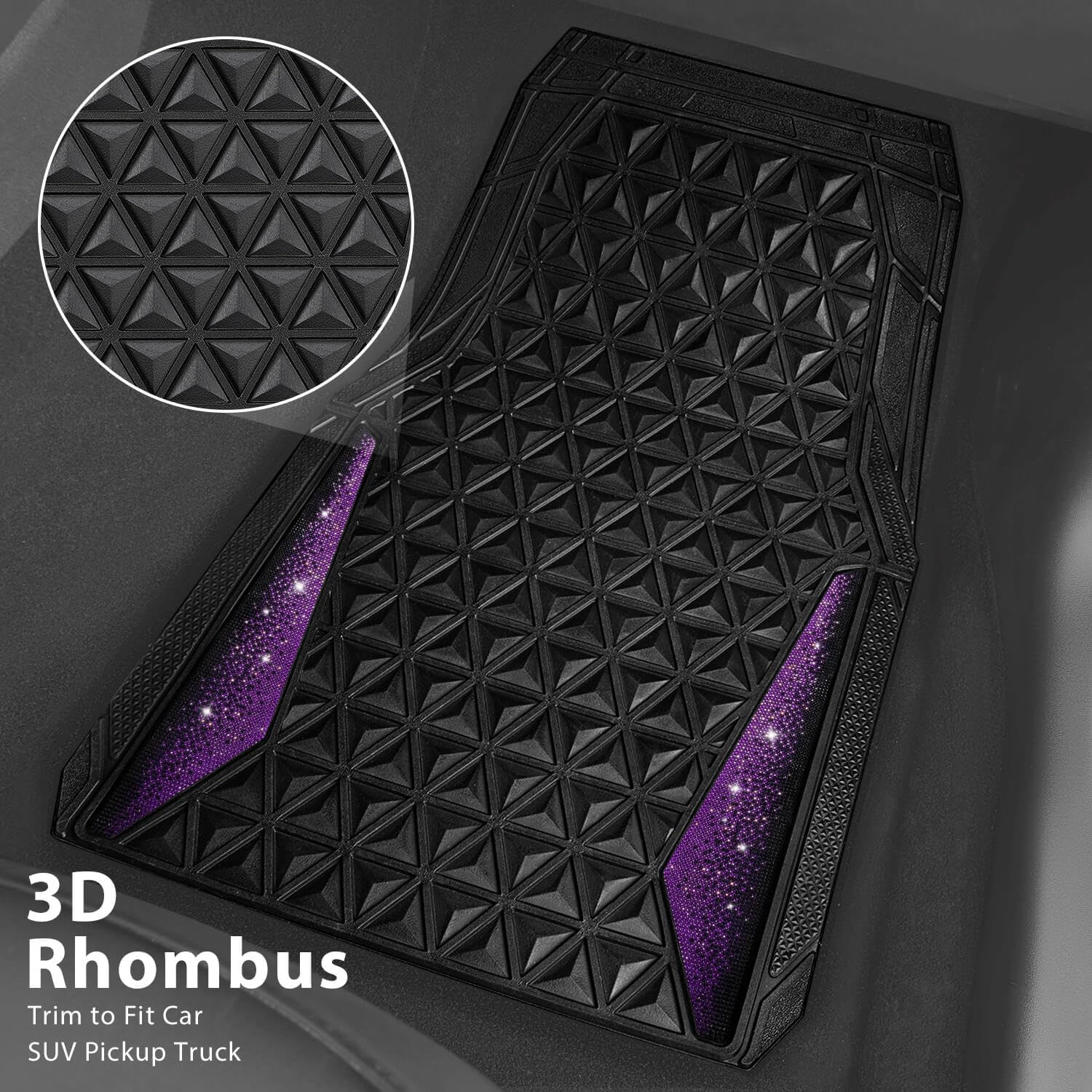 Detalle de CAR PASS Bling Rubber Car Mats 25.8"
