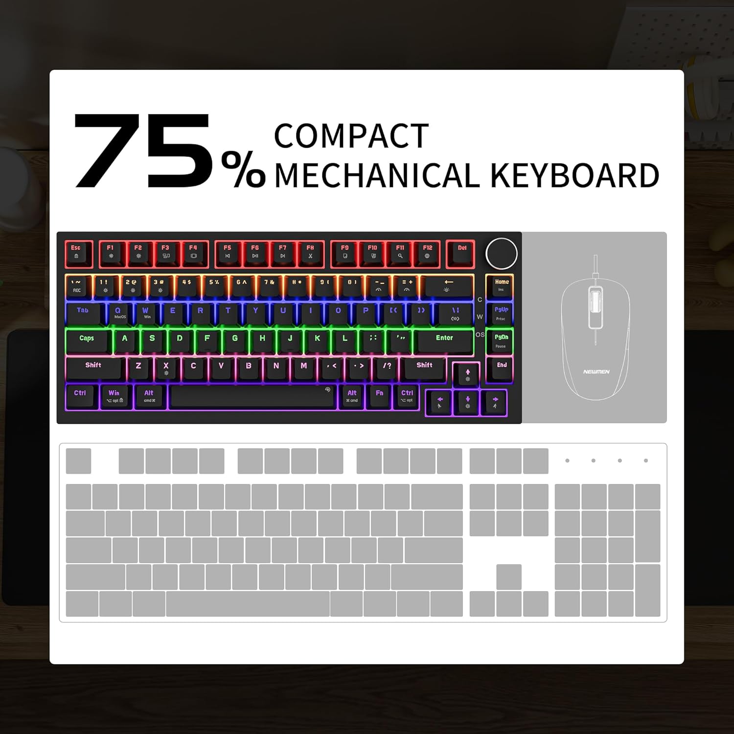Thumbnail 3 de Newmen GM326 75% hot‑swappable mechanical keyboard ⌨