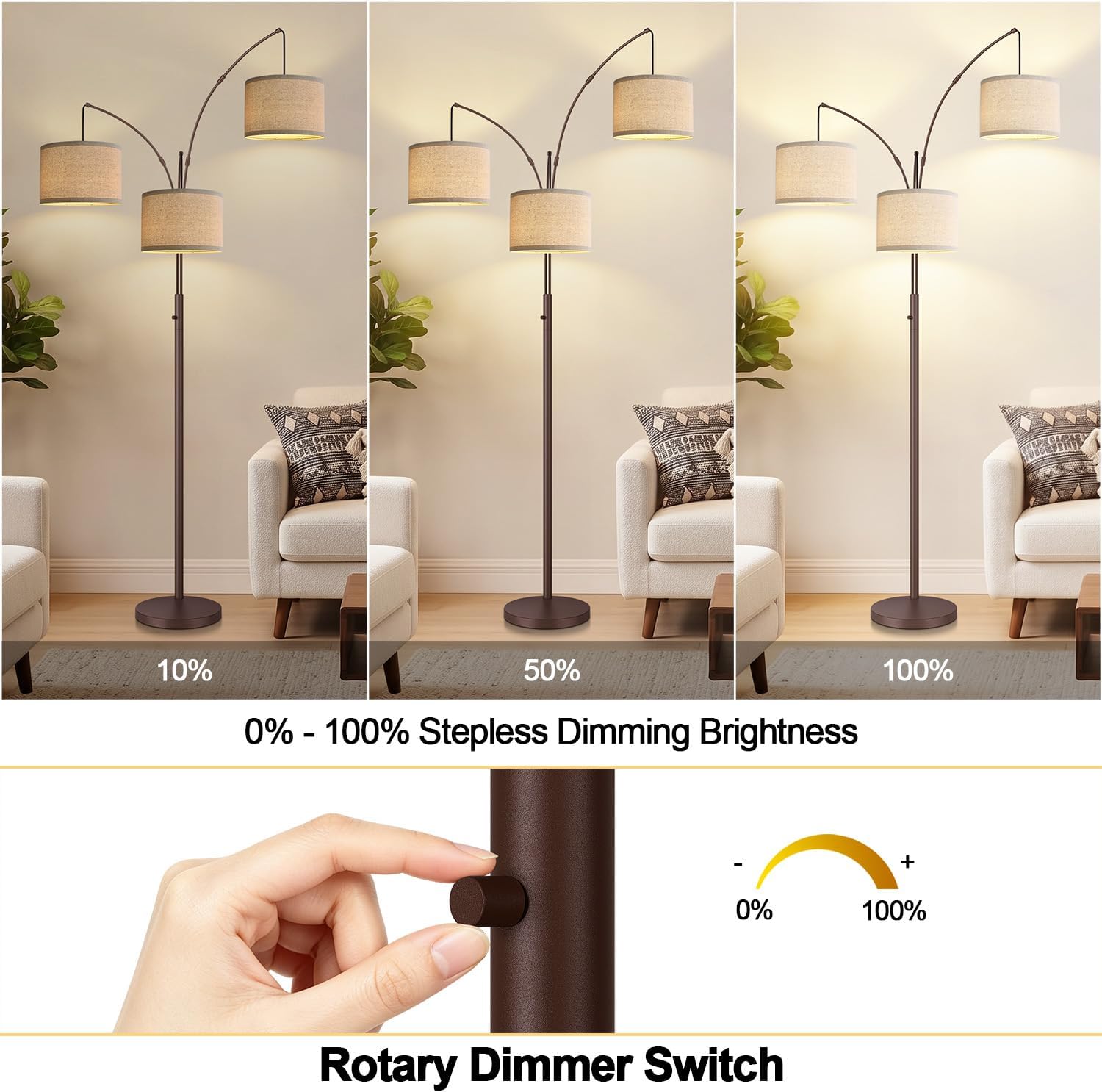 Thumbnail 2 de Nintiue Arc Floor Lamp, Three Lights
