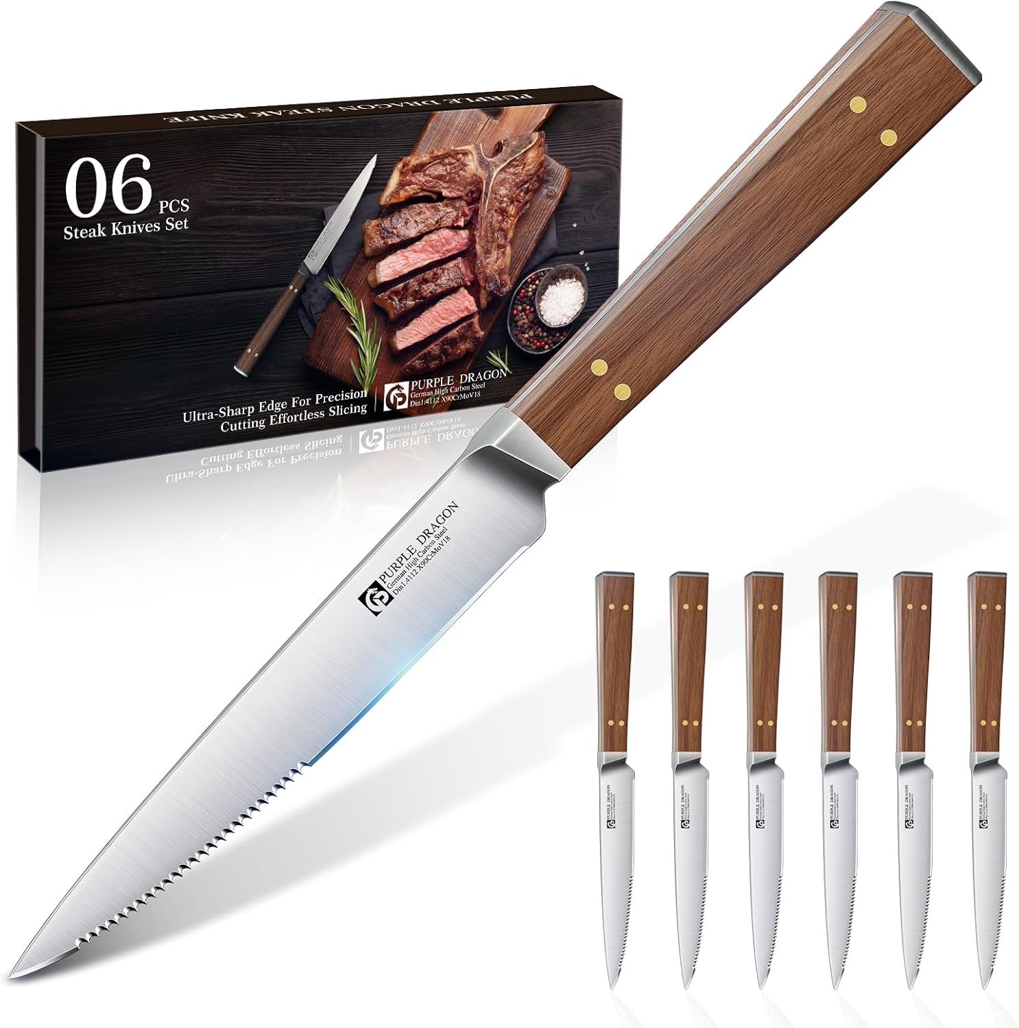 Purple Dragon Steak Knife Set of 6