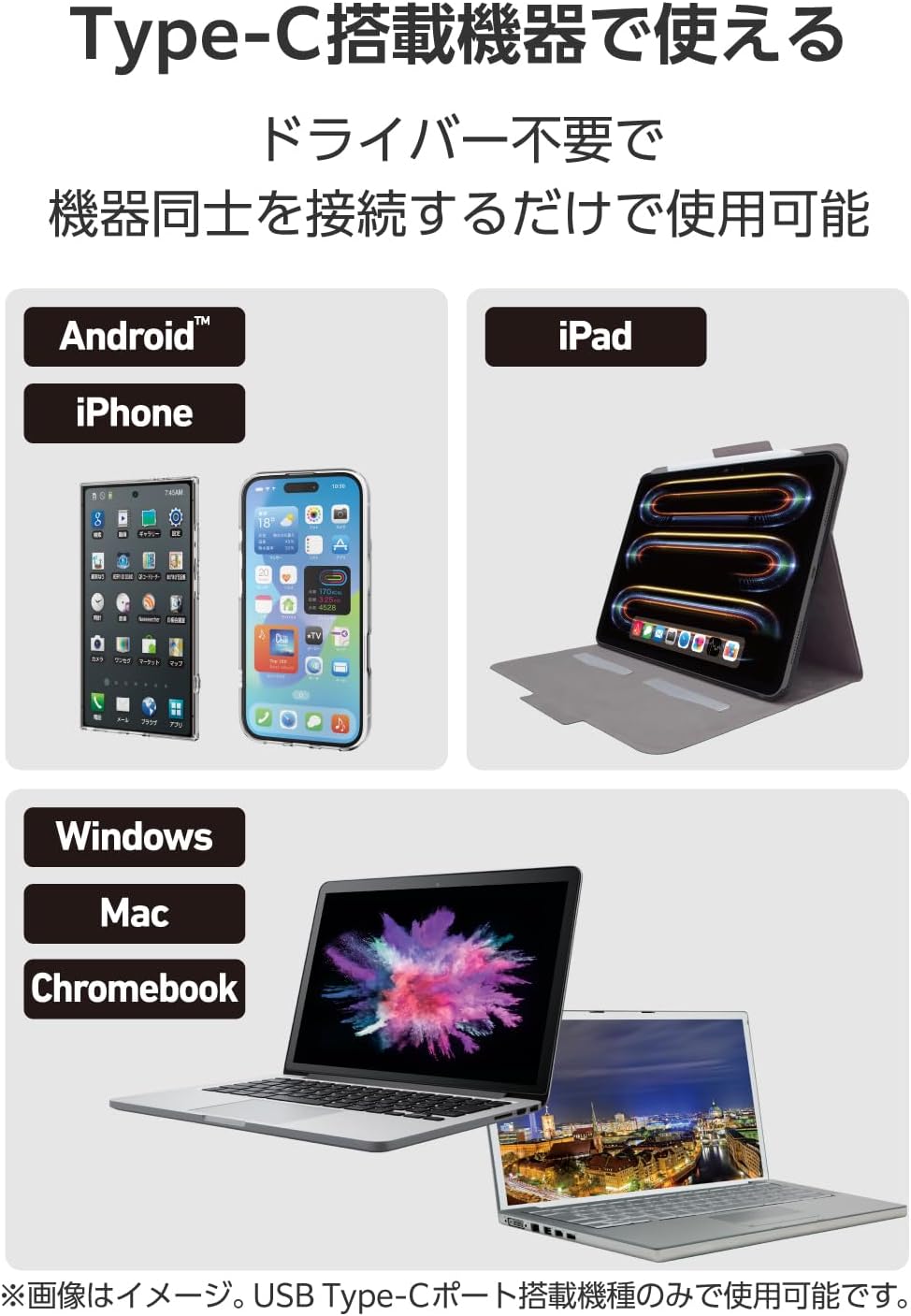 Detalle 1 de エレコム DH-CHDMI30BK USB Type-C - HDMI変換ケーブル 3m・4K/60Hz対応