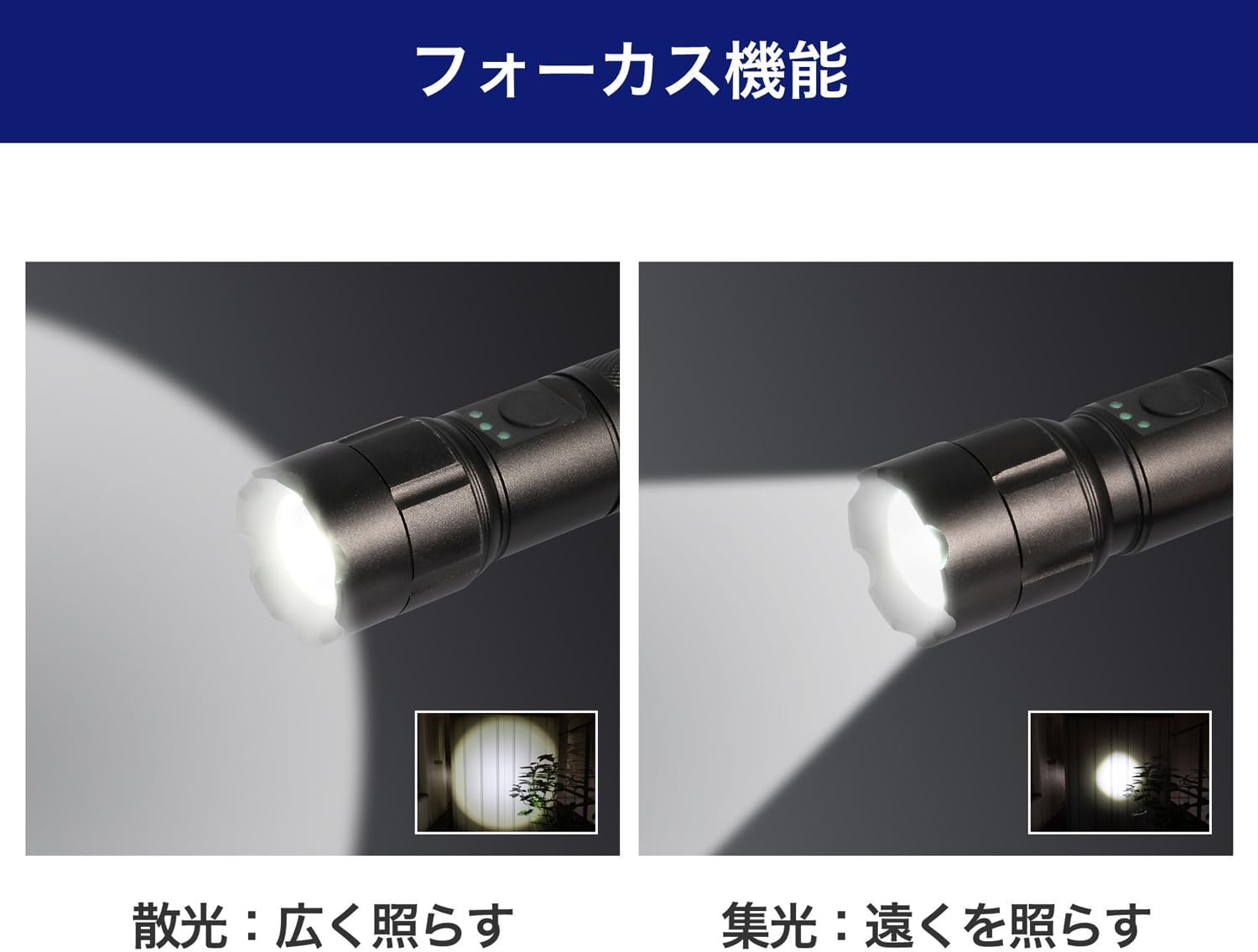 Detalle de エルパ(ELPA) DOP-EP540 LED懐中電灯 450ルーメン・電池残量表示・IPX4防沫