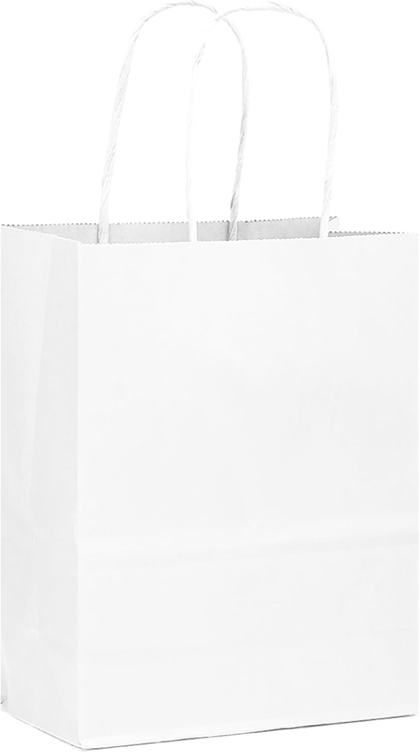 Detalle de Gcardist 50-Pack White Paper Gift Bags with Handles (13x10.3x4.6in) – Large Kraft Gift Bags, FSC-Certified