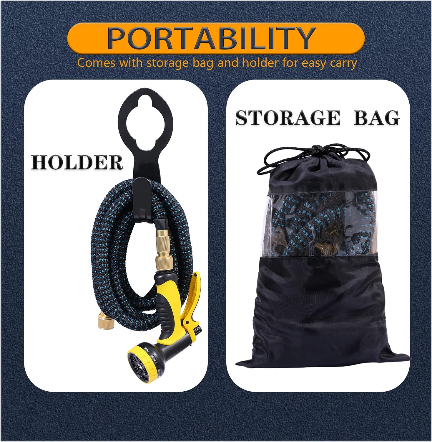 Thumbnail 6 de Expandable Garden Hose 25ft with 1/2" & 3/4" Brass Fittings and 10-Function Spray Gun