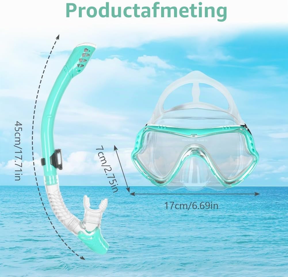 Detalle de AOOSA snorkelset met gehard glas, 180° zicht en droge snorkel