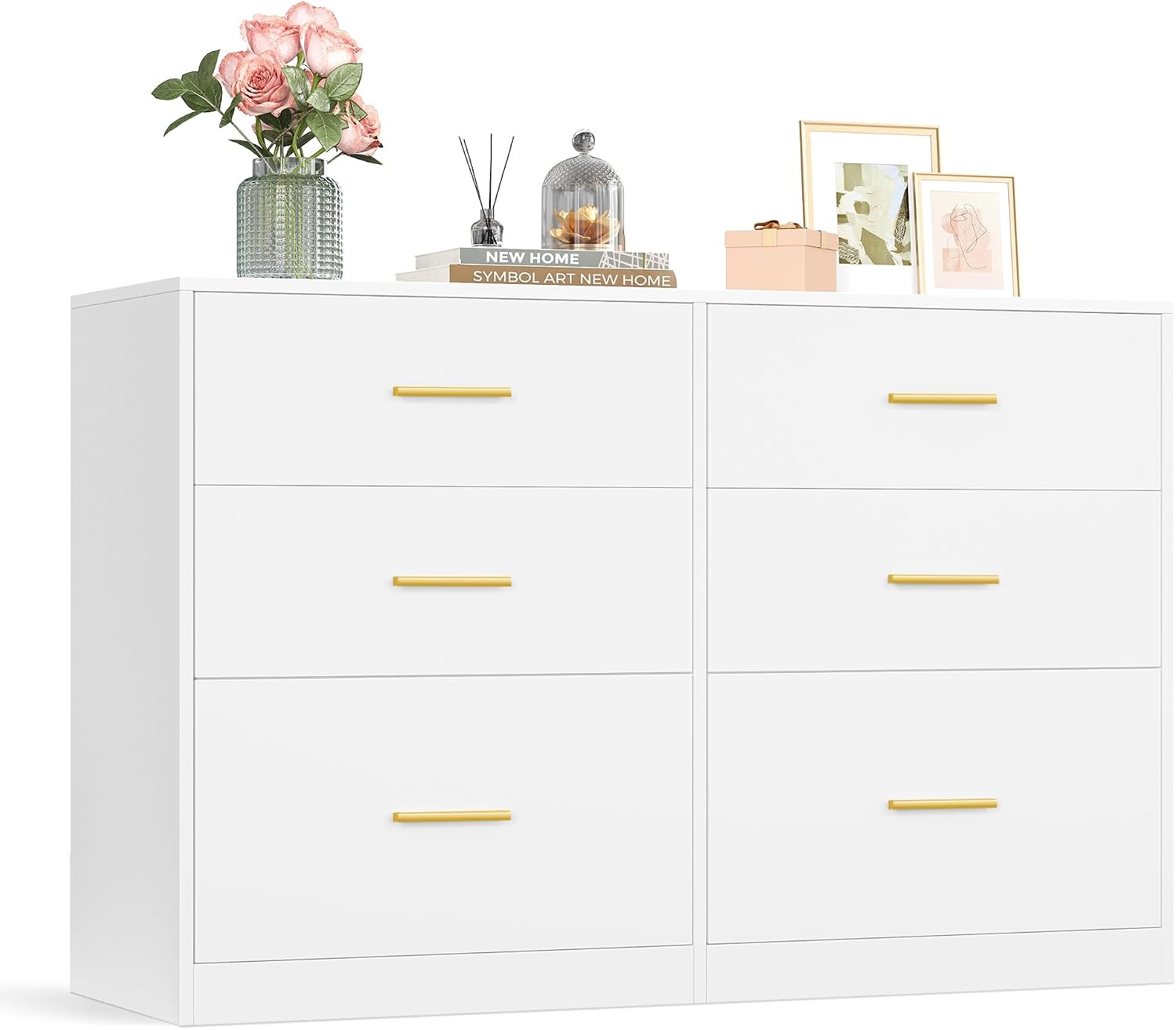 Detalle de VASAGLE LTS416WB01 Custos 6-Drawer Chest, Cloud White, 40 x 119 x 78 cm