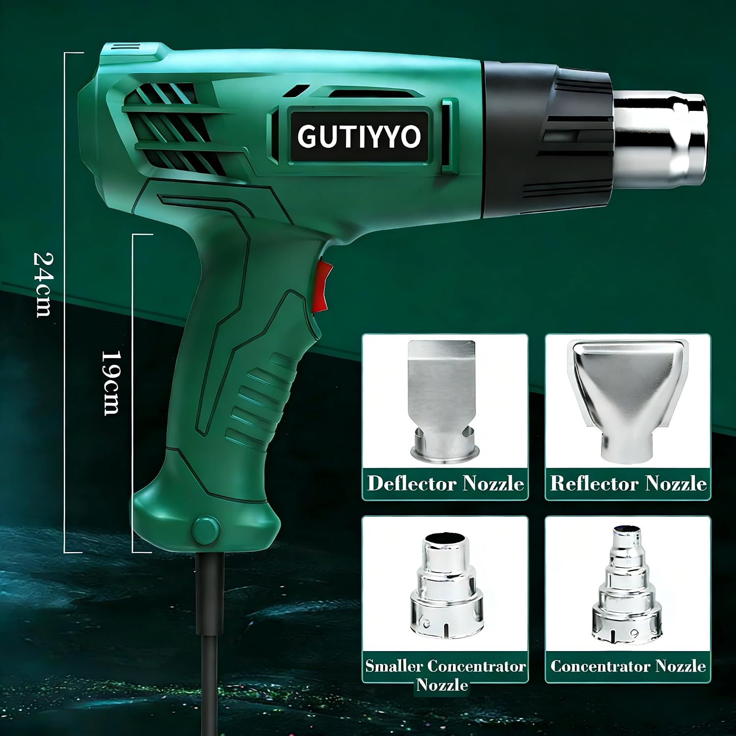 Thumbnail 2 de Heat Gun, Professional Dual-Temperature Hot Air Gun Kit (300℃/500℃) with 4 Nozzles and Overheat Protection