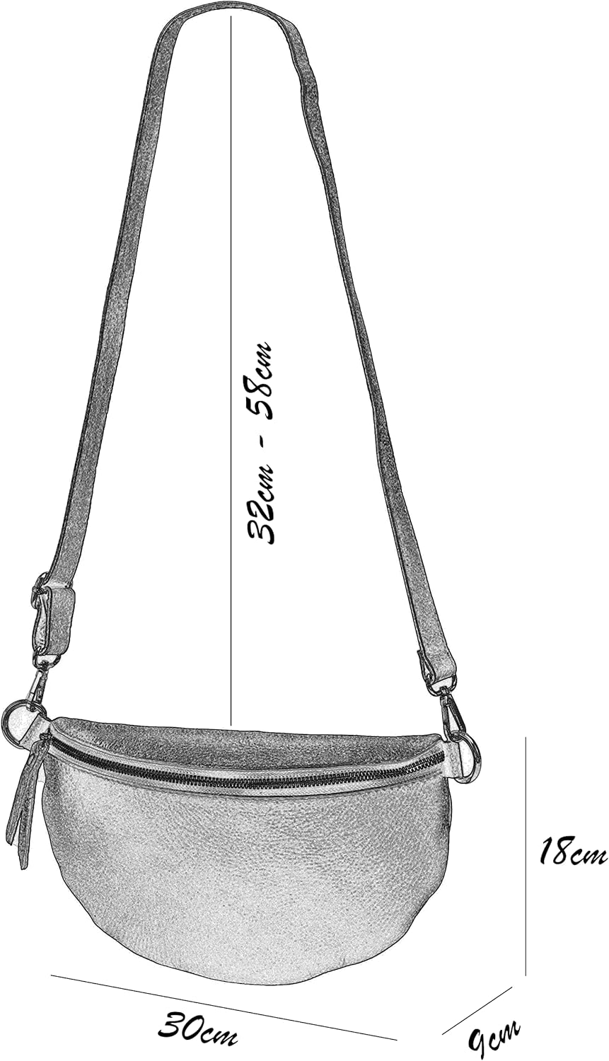 Detalle de SH Leder ® Lala G399: Marsupio unisex in vera pelle, 30 x 18 cm, perfetto per festival e viaggi