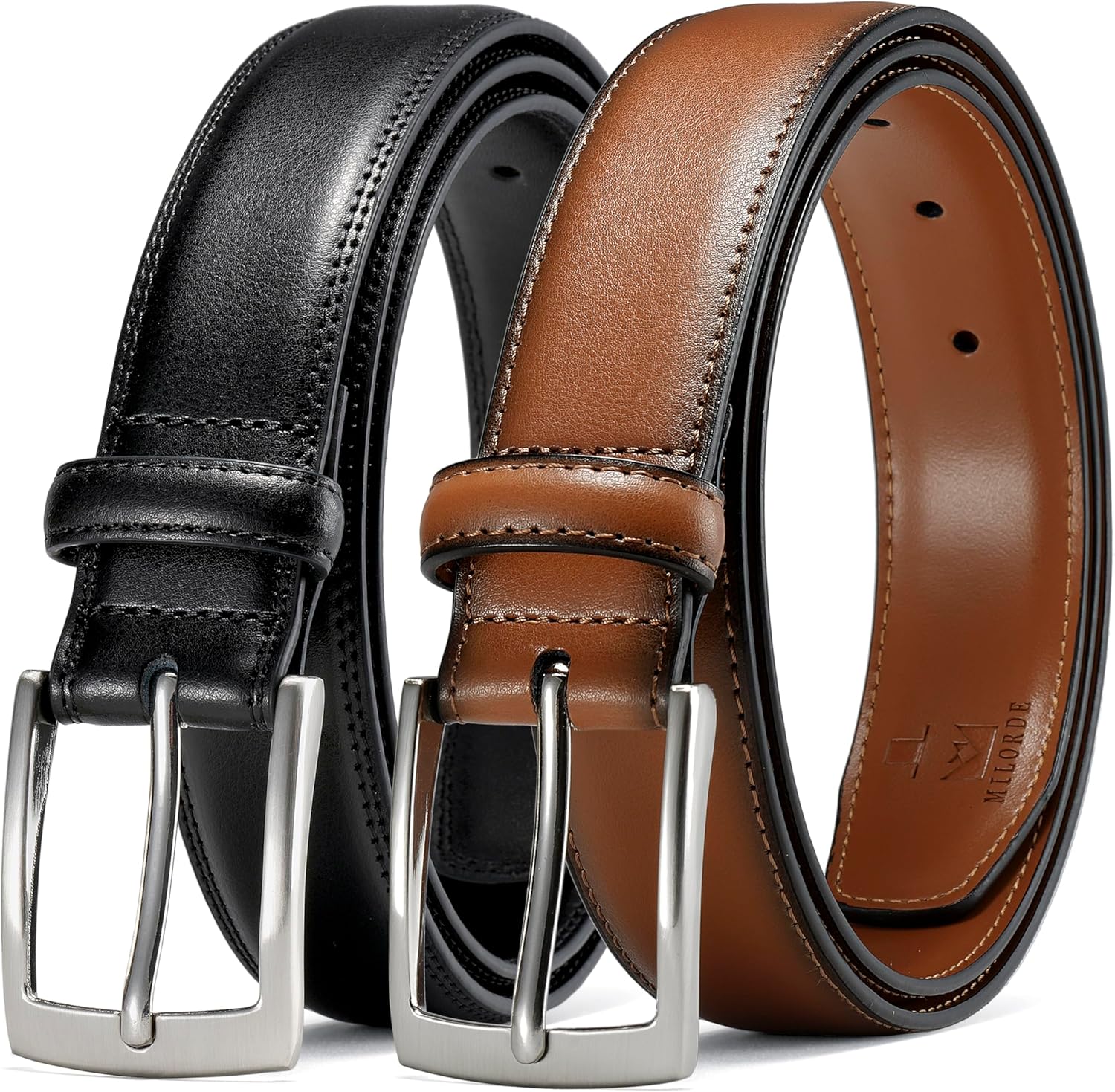Thumbnail 6 de MILORDE Men's Leather Dress Belt 2-Pack โ genuine leather belts ๐
