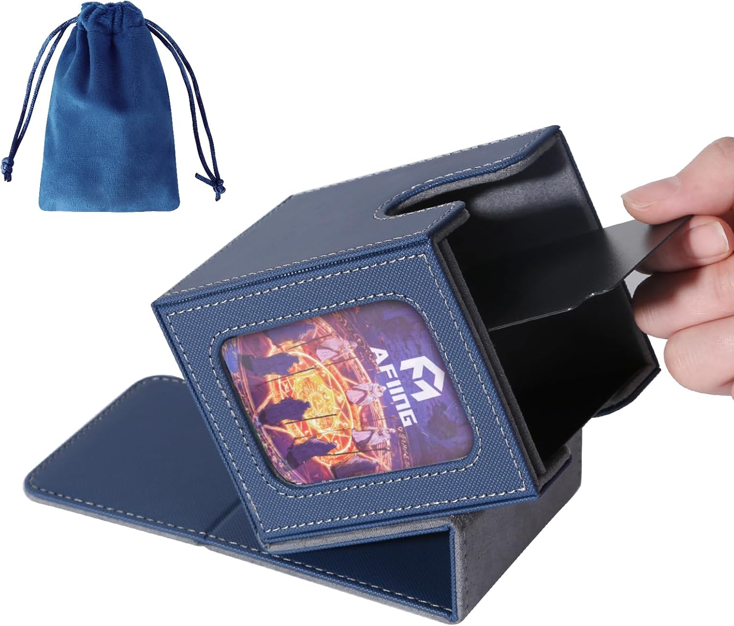 Thumbnail 6 de AFIING Commander MTG Deck Box for Display, 100 Double-Sleeved Cards Storage (Silver/Grey)