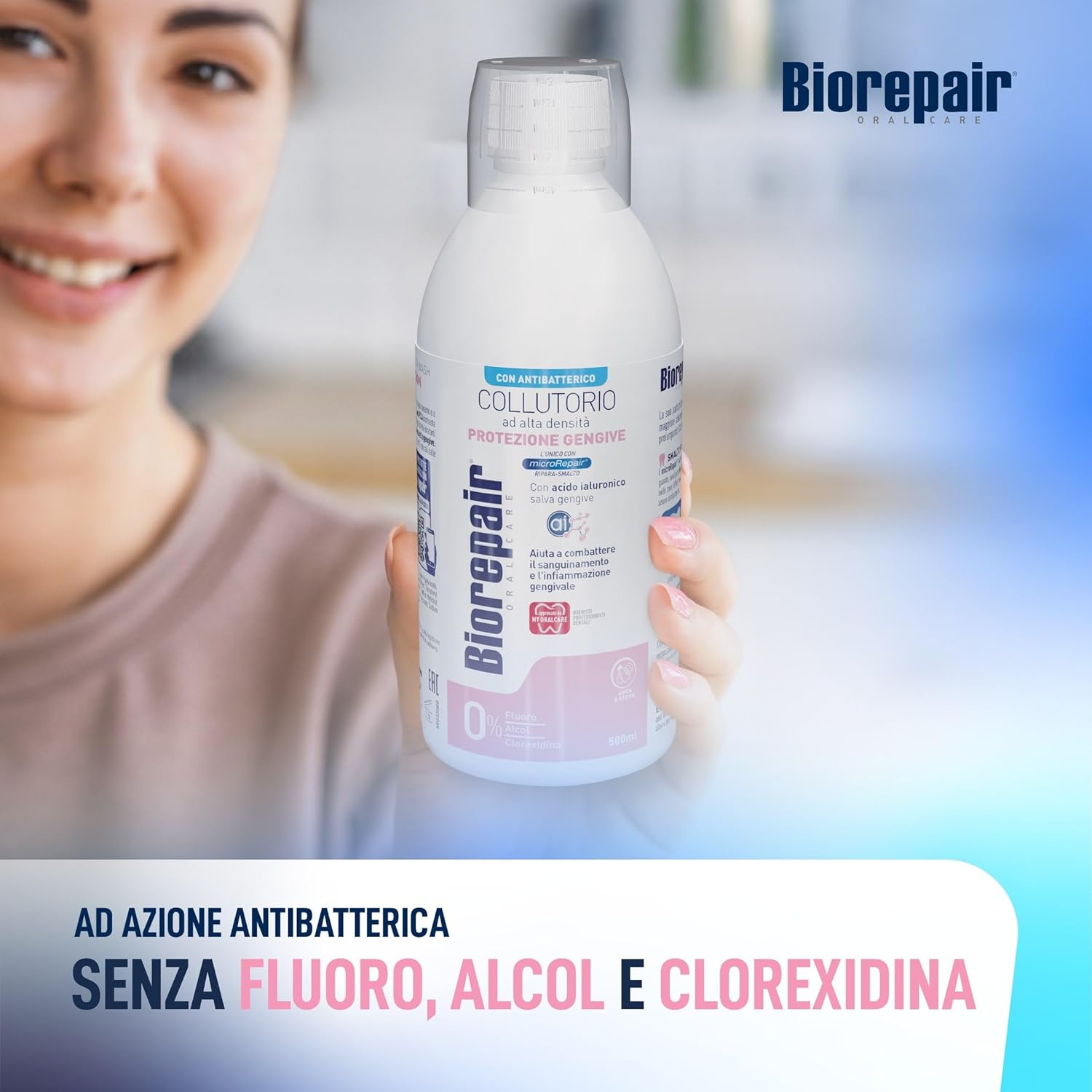 Detalle 2 de Biorepair Collutorio ad Alta Densità Protezione Gengive – 500 ml, 3 confezioni