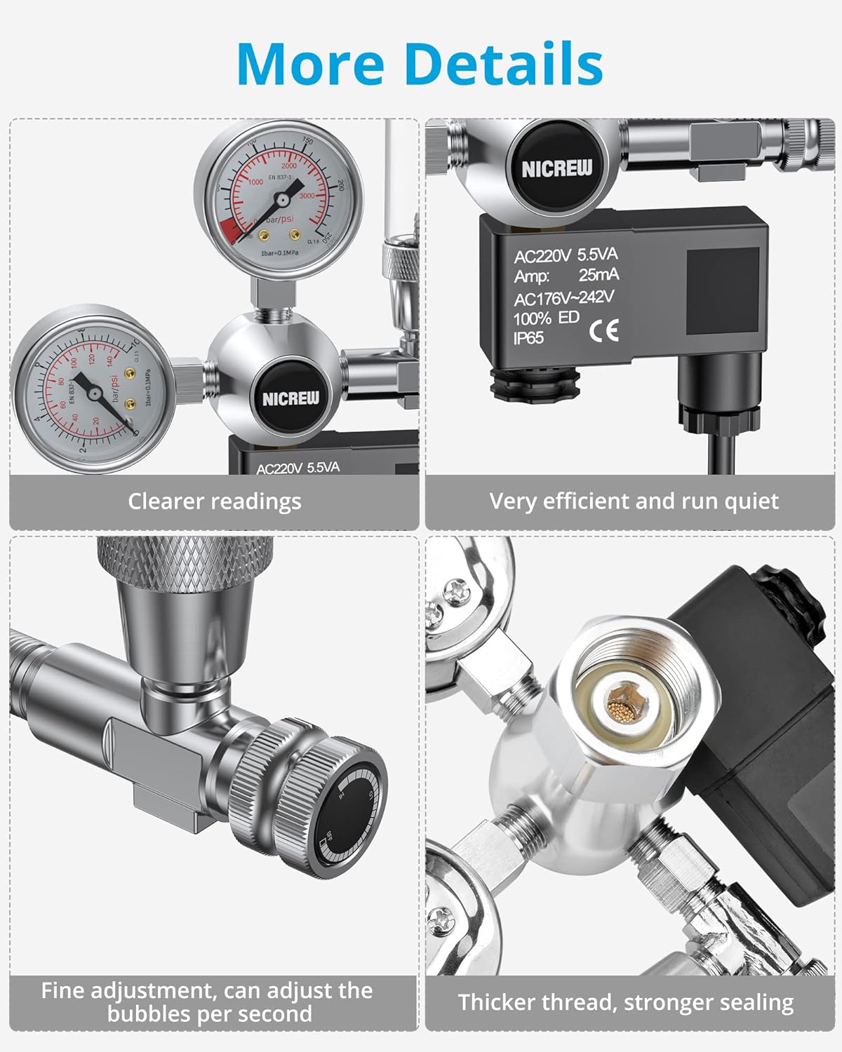 Detalle de NICREW Außen-CO2-Regler für Aquarien W21,8
