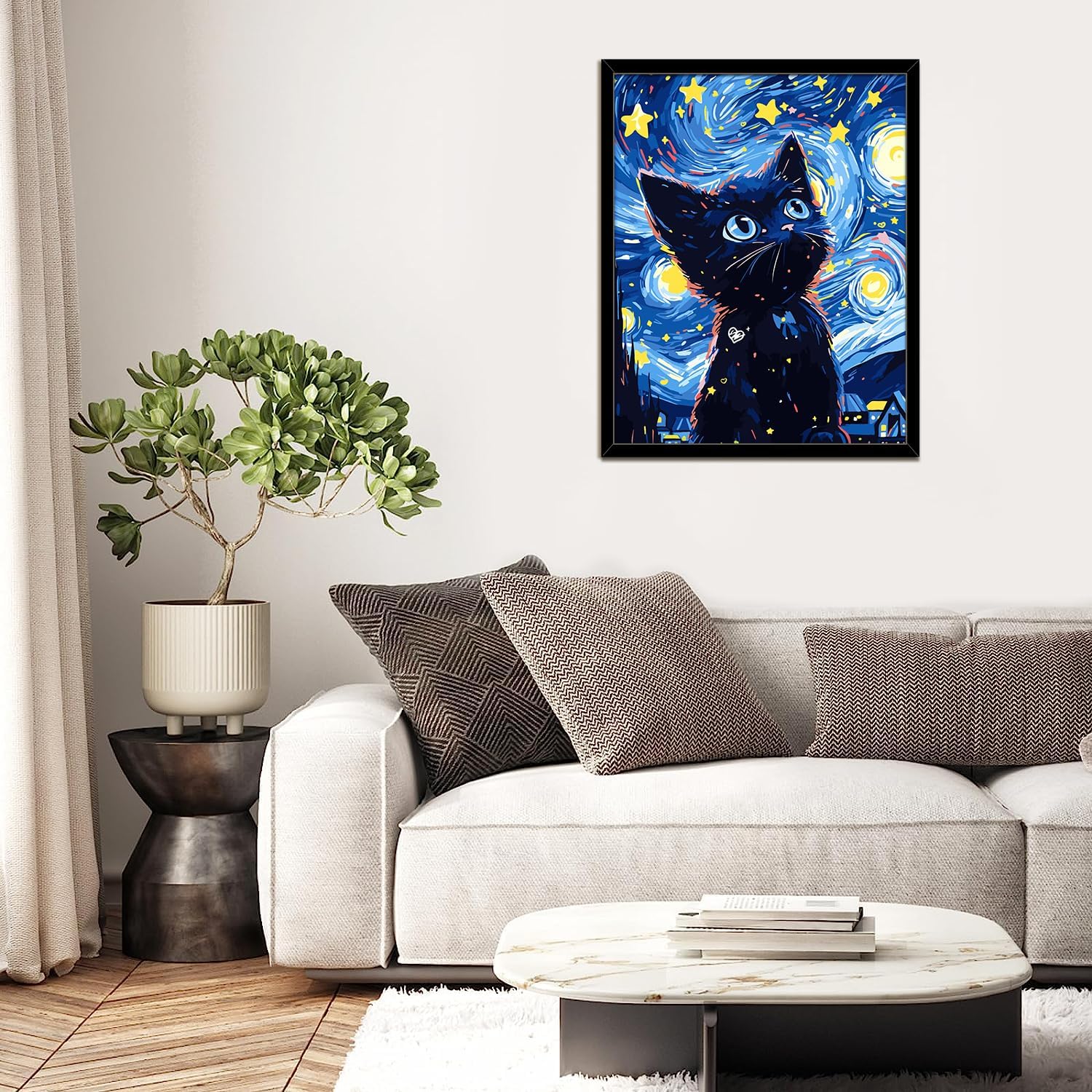 Detalle de jieyisier Malen nach Zahlen Erwachsene Katze (40 x 50 cm) – DIY Ölgemälde auf Leinwand ohne Rahmen