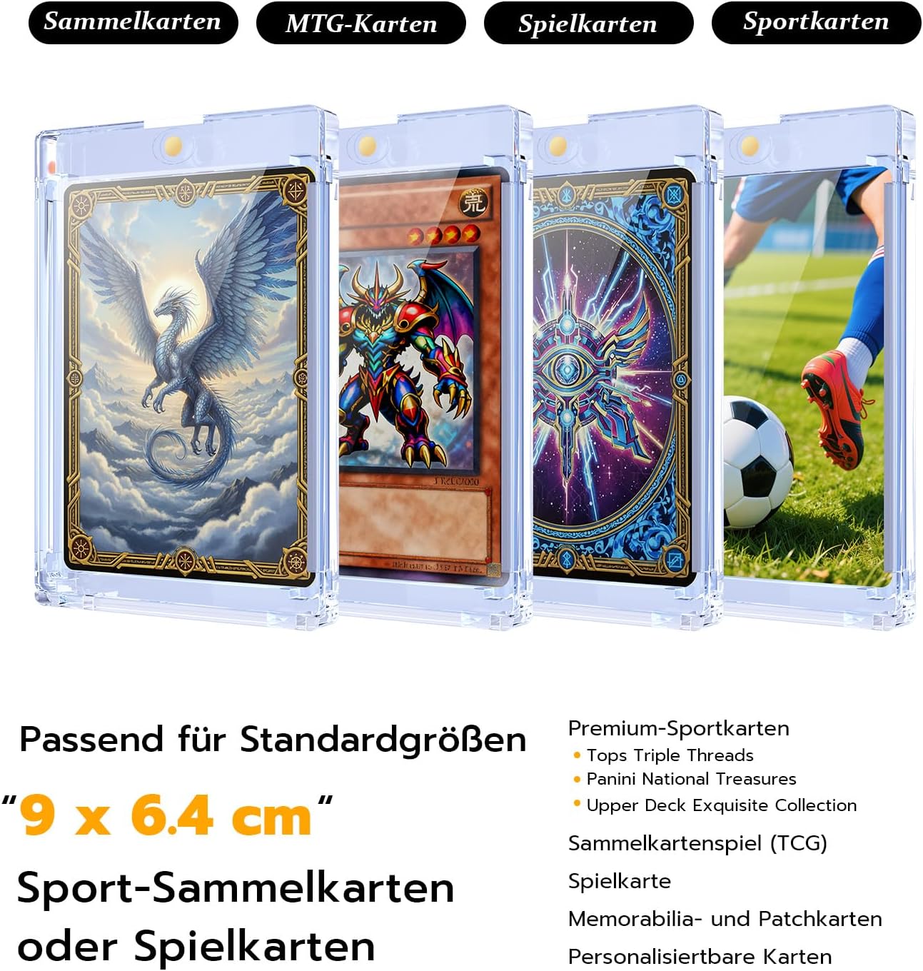 Detalle de Wigearss 10 Stück 130PT Magnetischer Kartenhalter – Schutzhüllen mit UV-/Blue-Ray-Schutz für MTG, Yu-Gi-Oh!, Magic und Sportkarten