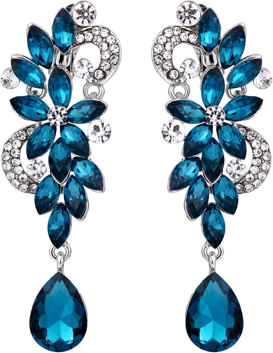 Thumbnail 5 de Orecchini a clip Clearine boho con cristalli a forma di fiore e pendenti lacrima