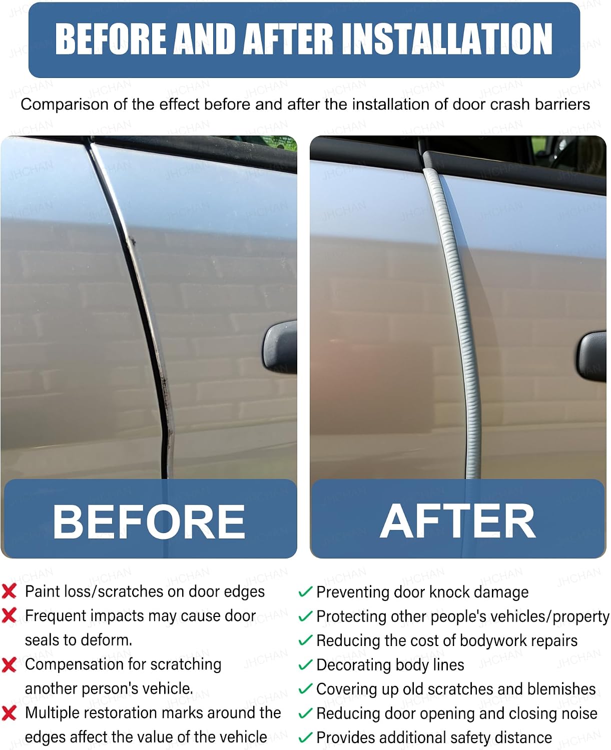 Detalle de Universal Car Door Edge Protector with Hammer (Grey, 10M) — weatherproof rubber trim stripe guard