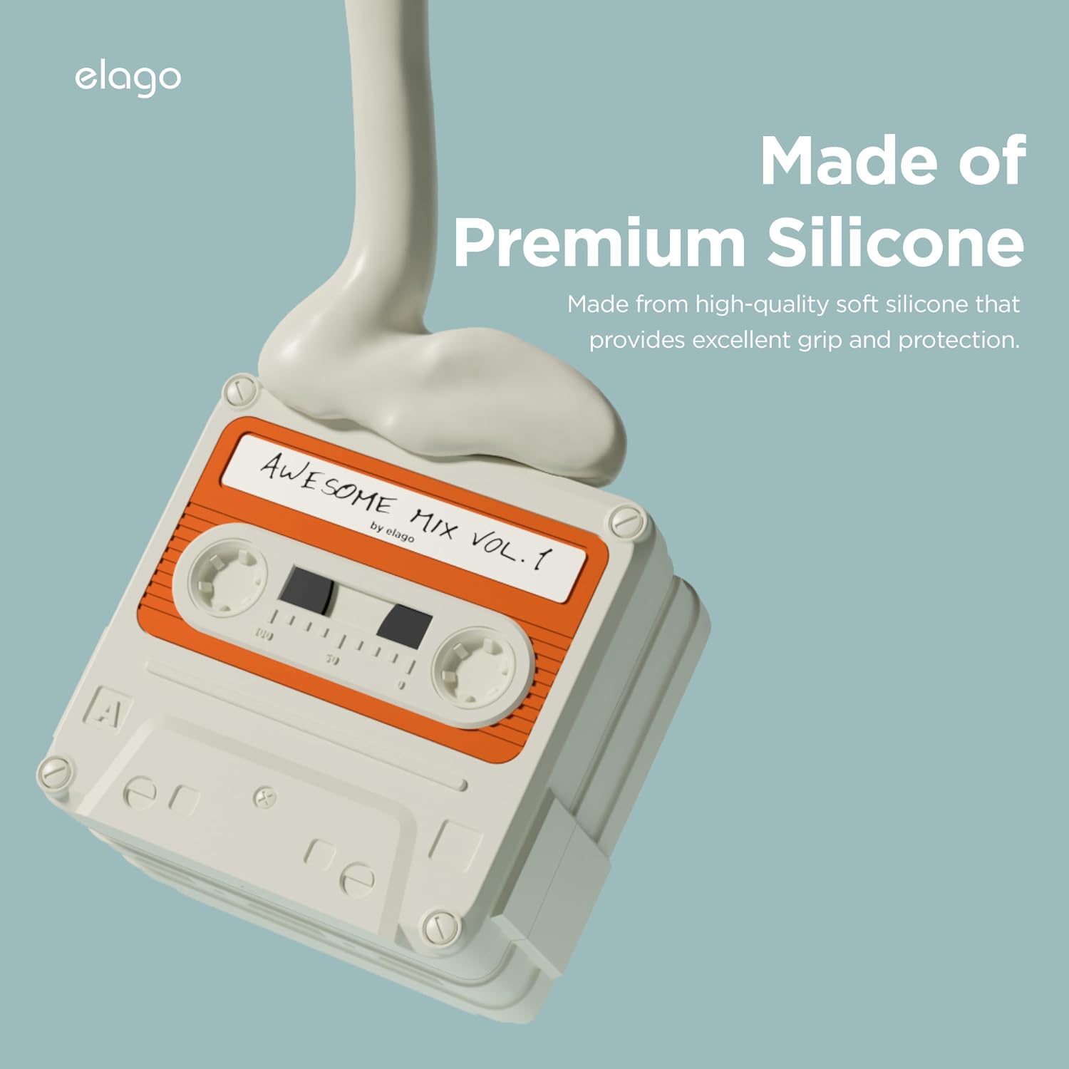 Detalle de elago Coque cassette rétro en silicone pour Samsung Galaxy Buds FE, 2 Pro, 2, Pro, Live