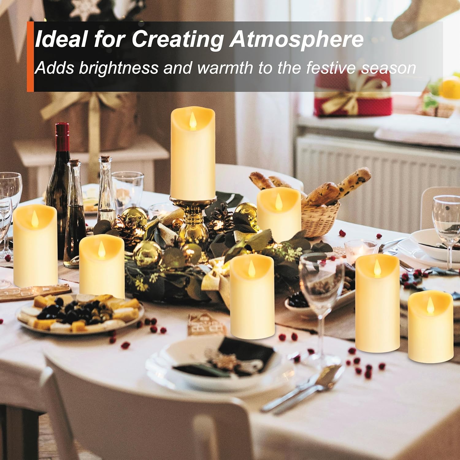 Thumbnail 5 de Auralome LED Electric Timer Candles (Set of 3) with Remote – Battery-operated plastic pillar candles with realistic flicker