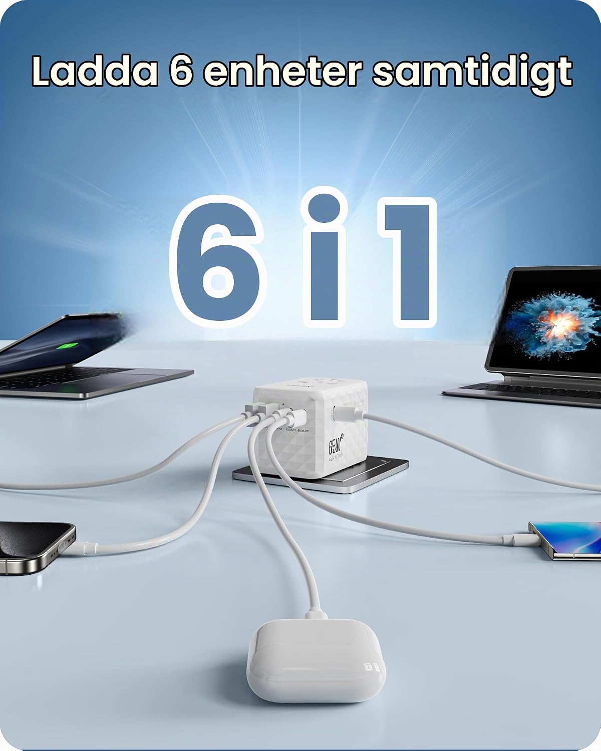Thumbnail 6 de LENCENT PA055W-65W reseadapter 65 W med GaN III och flera USB-portar