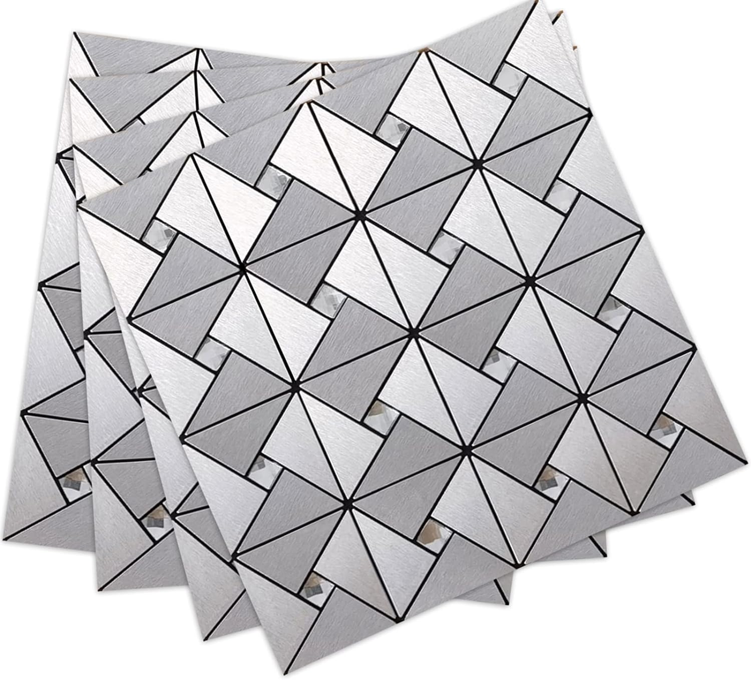 Detalle de DICOFUN Peel-and-Stick Backsplash Tiles, Stainless Steel
