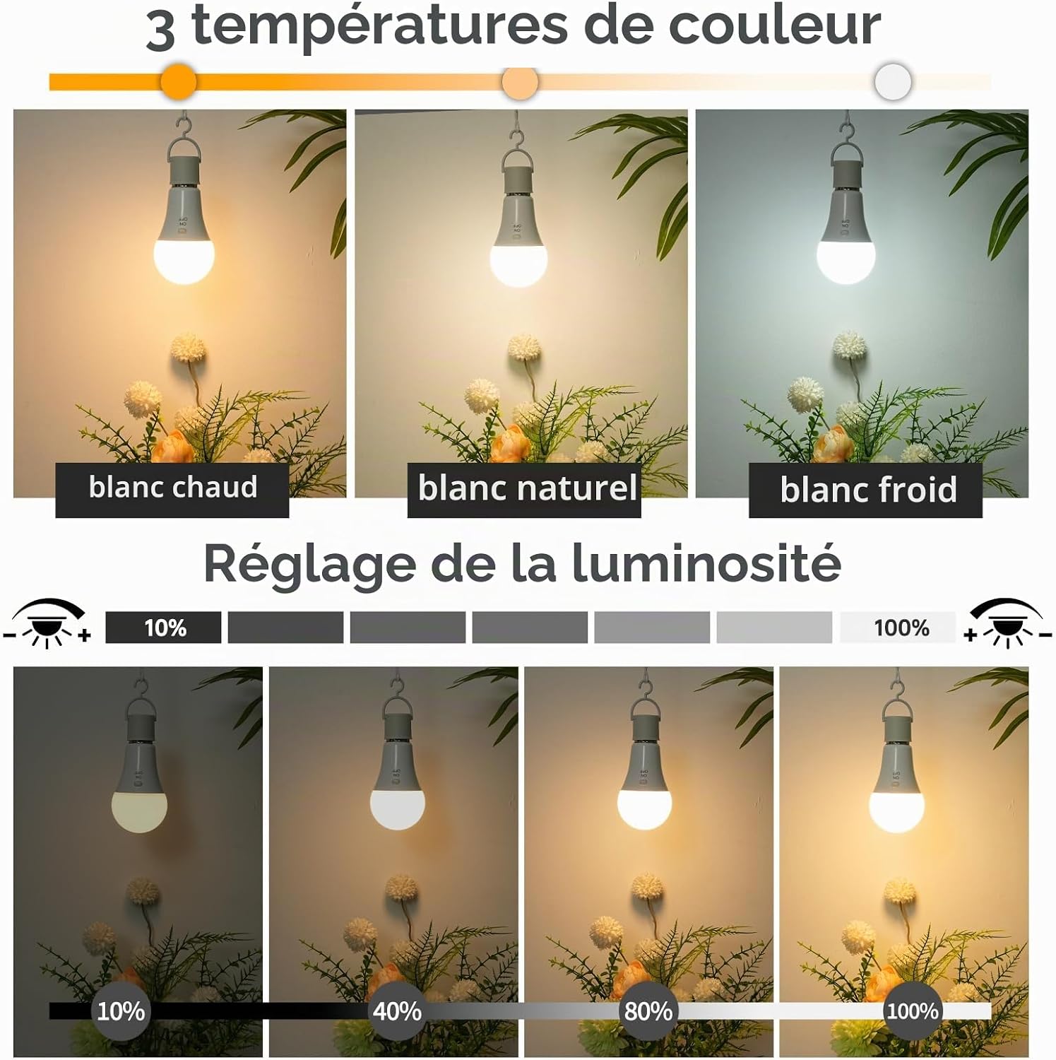 Detalle de Kambo D0742 oplaadbare E27-ledlampen, dimbaar met afstandsbediening en timer