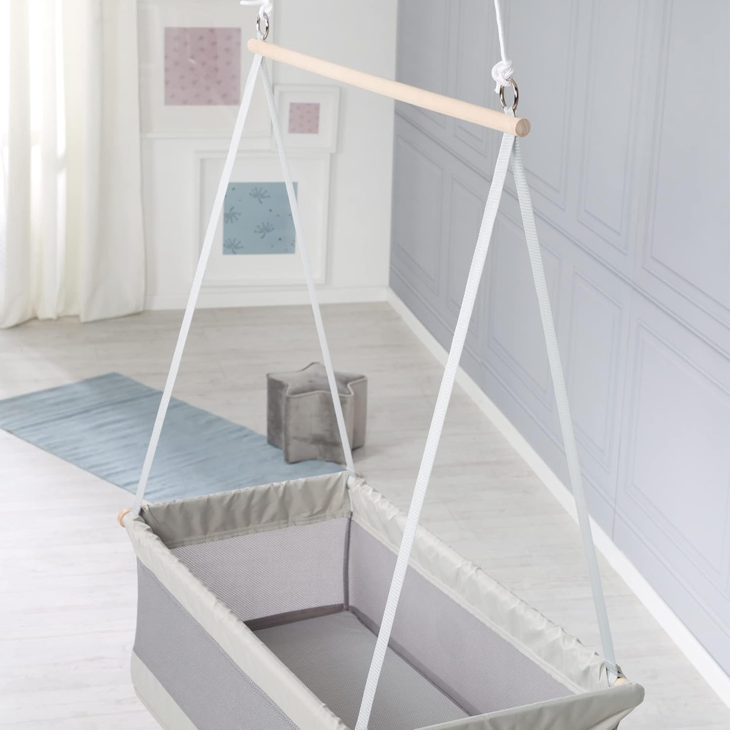 Detalle 2 de roba Hängebettchen 'Safe Asleep' 90 x 45 cm – atmungsaktives Babyhängebett mit Mesh-Seiten