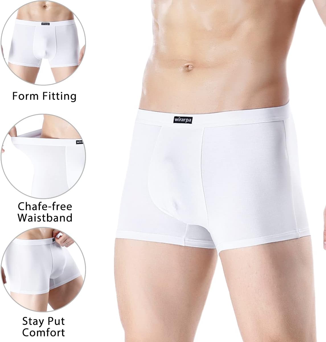 Detalle 2 de wirarpa Men's Breathable Modal Trunks Covered Band Multipack 🩲