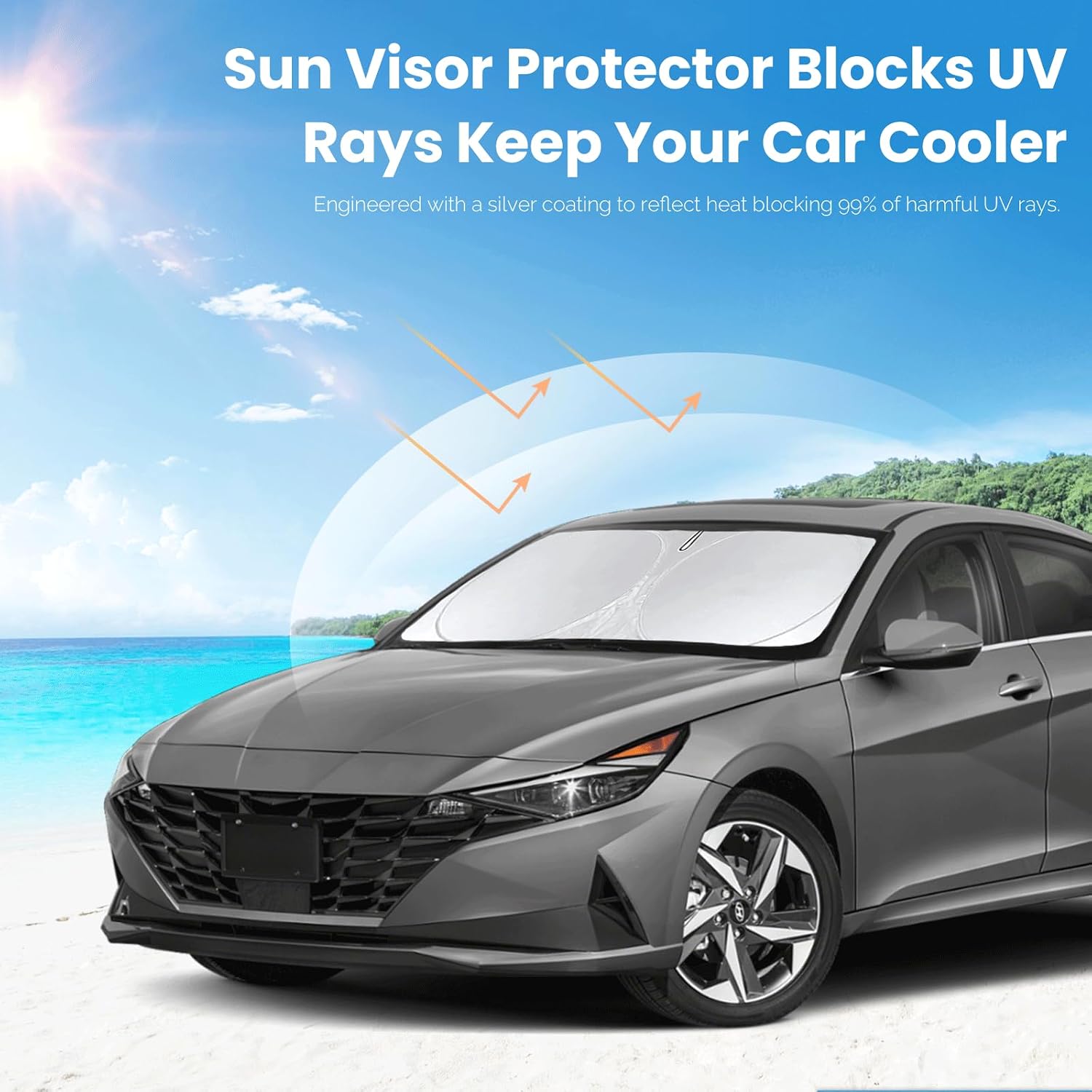 Thumbnail 4 de Custom Fit Sunshade for Hyundai Elantra Windshield (2021-2026) – Insulation, UV Protection, and Easy Storage