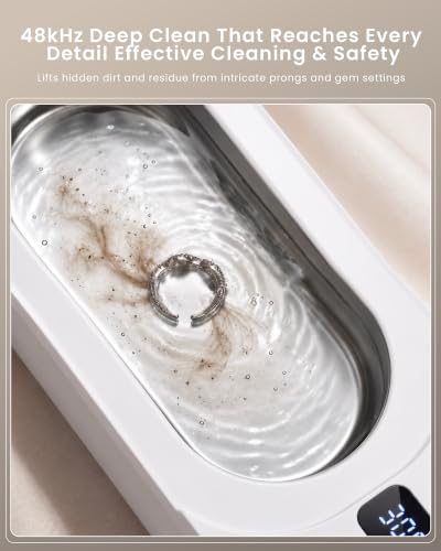 Detalle de KUNPHY Ultrasonic Jewellery Cleaner, 350ML, 48KHz – One-Touch Sonic Cleaner for Glasses, Jewellery and More