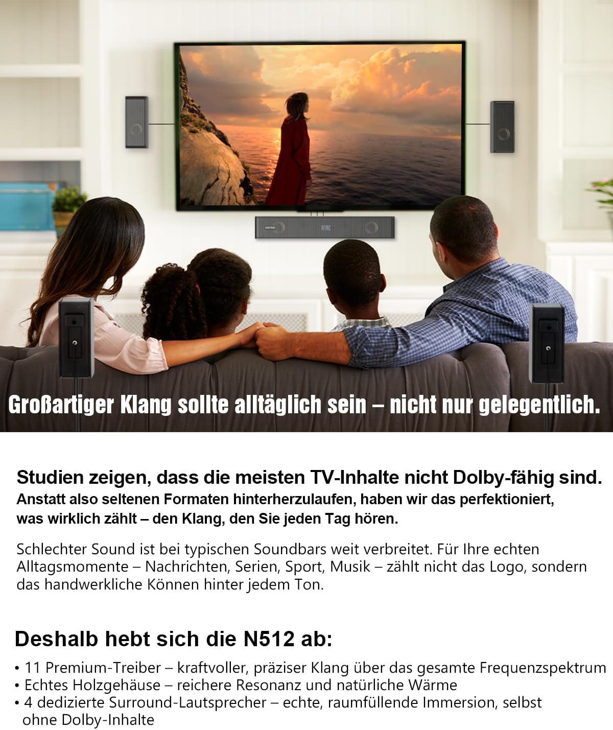 Thumbnail 3 de Hölzern N512 400W Soundbar für TV