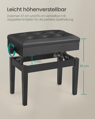 Thumbnail 8 de SONGMICS Klavierhocker höhenverstellbar mit verstecktem Stauraum – Komfort und Ordnung für lange Übungsstunden
